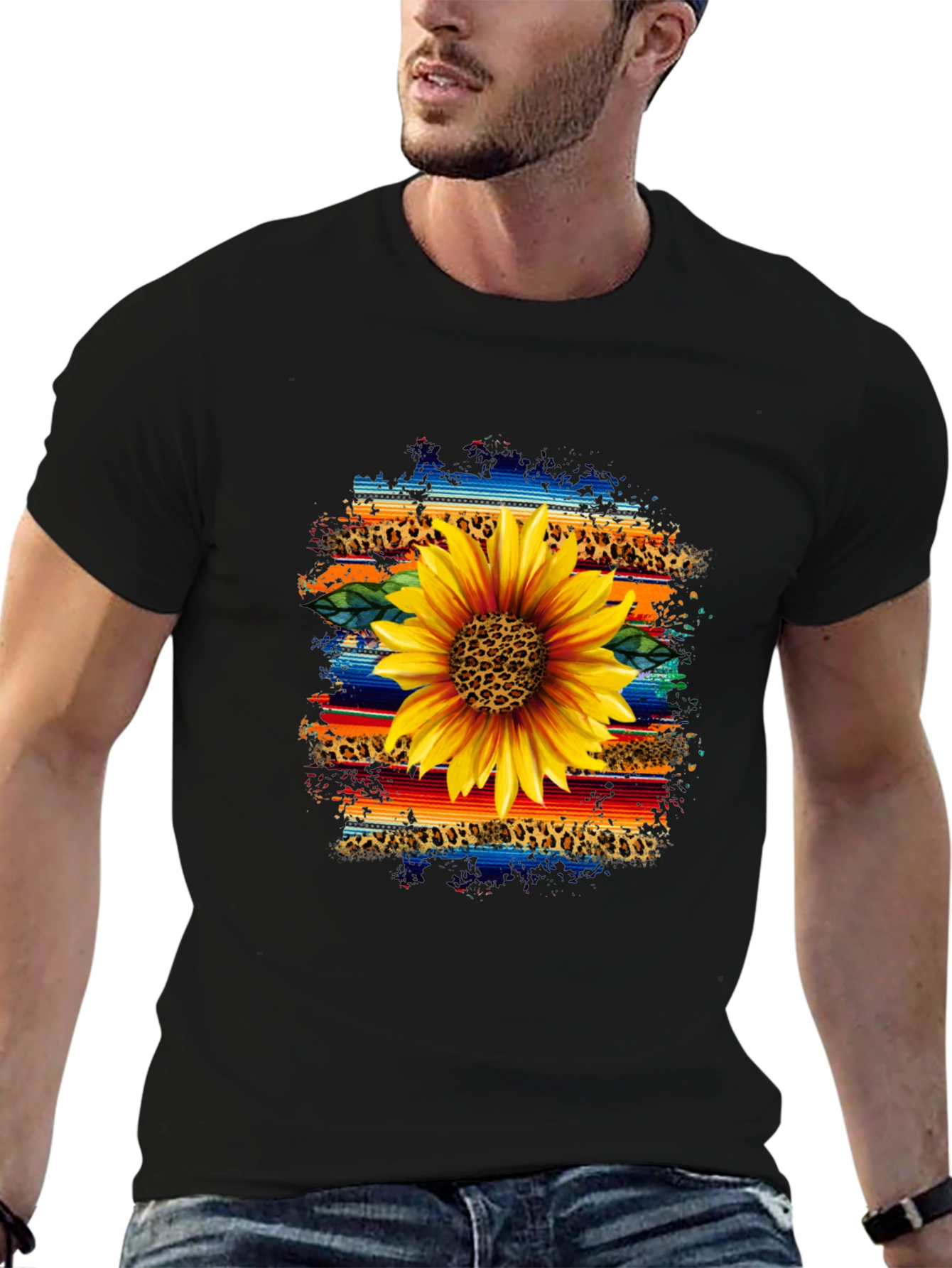 Sunflower Serape Leopard Print Graphic Tee