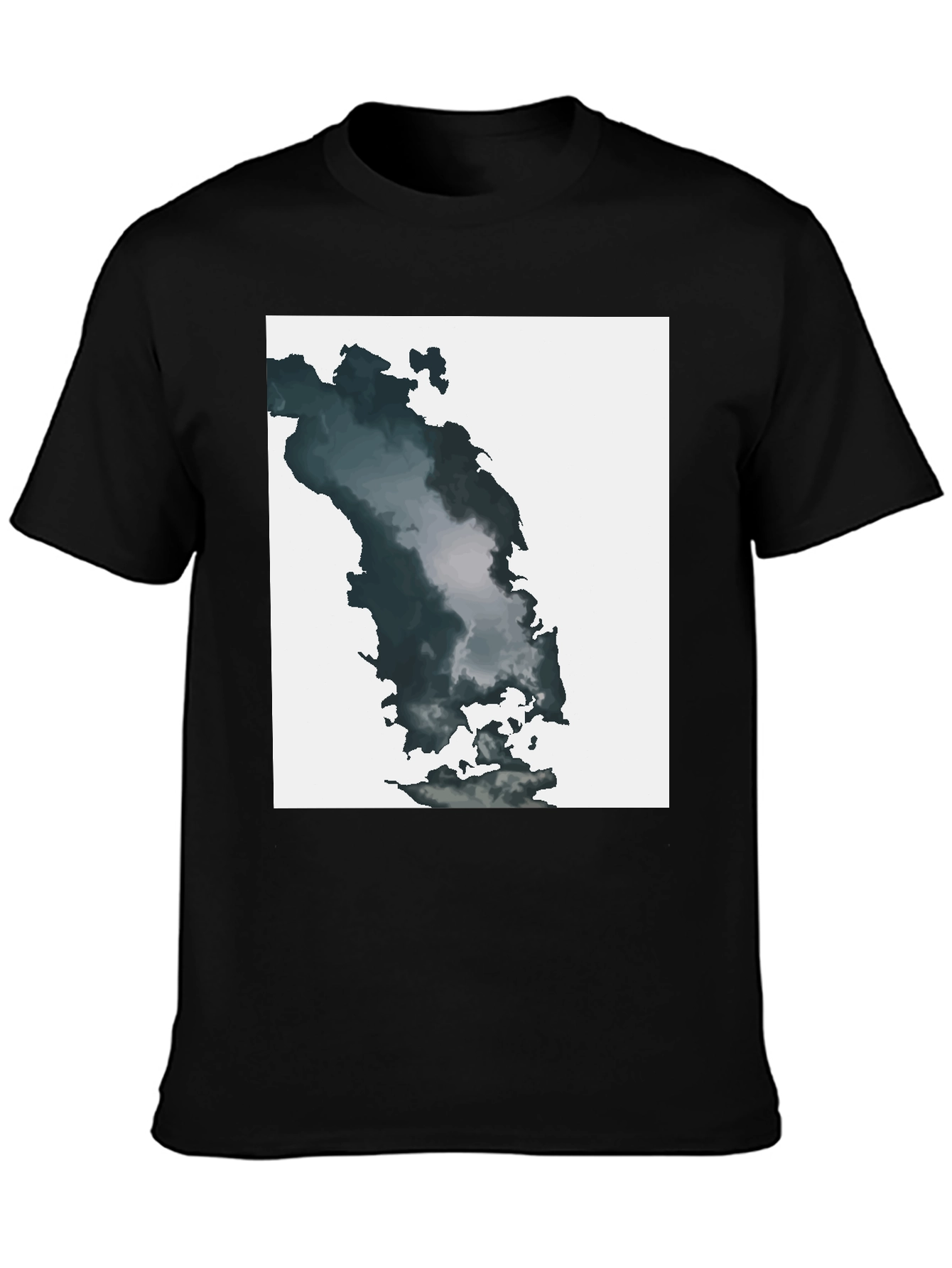 Abstract Cloudscape Graphic Tee - Soft Black Cotton Blend