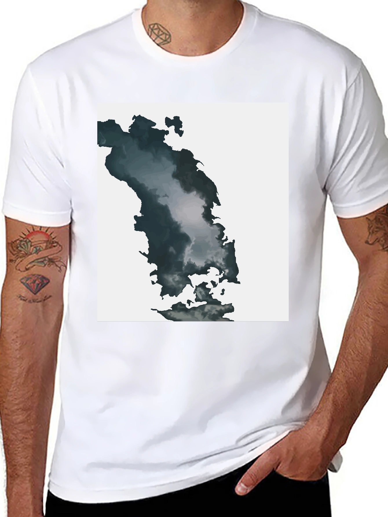 Abstract Cloudscape Graphic Tee - Soft Black Cotton Blend