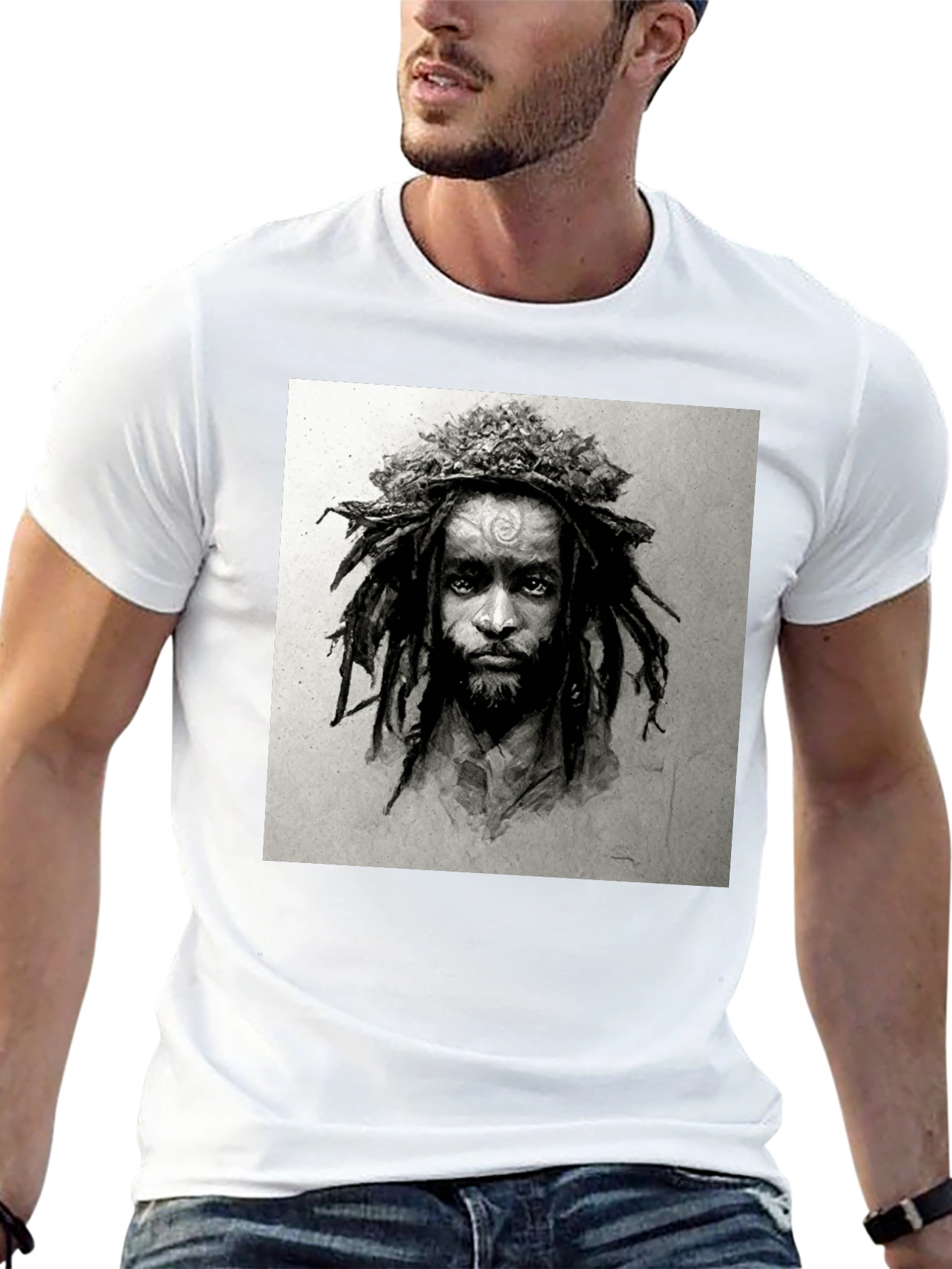 Rasta Man Graphic Print Black T-Shirt