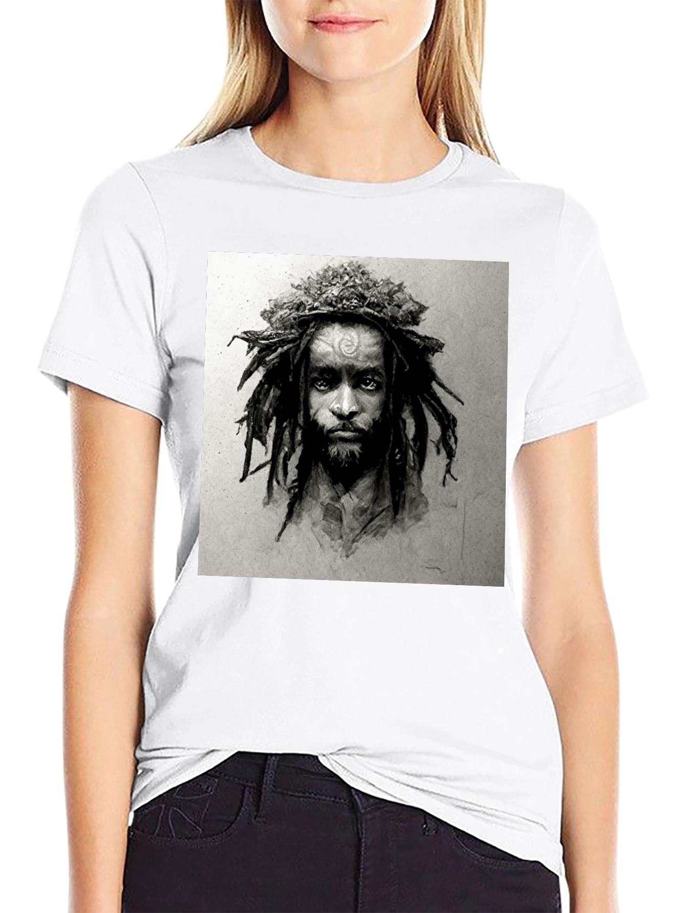 Rasta Man Graphic Print Black T-Shirt