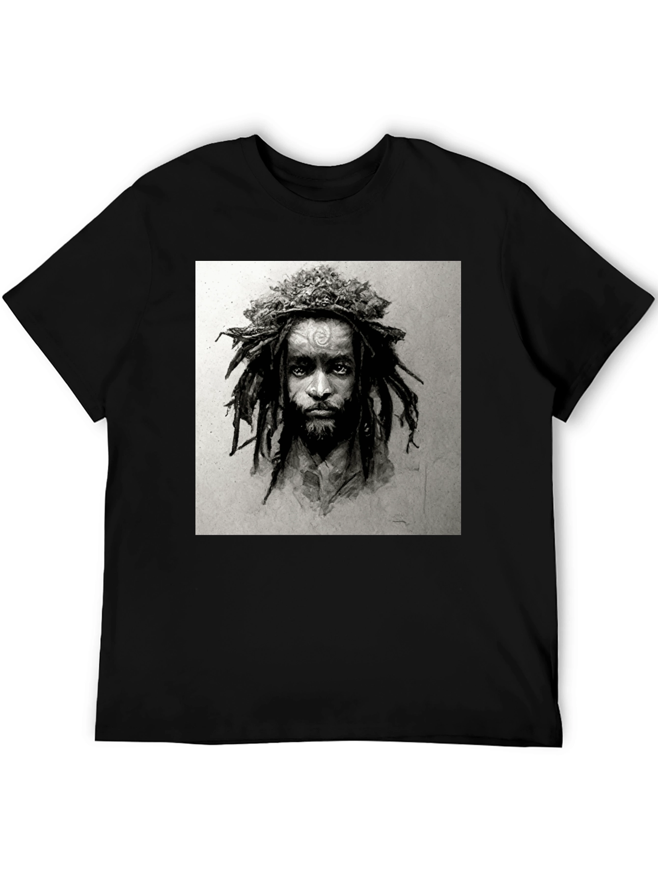 Rasta Man Graphic Print Black T-Shirt