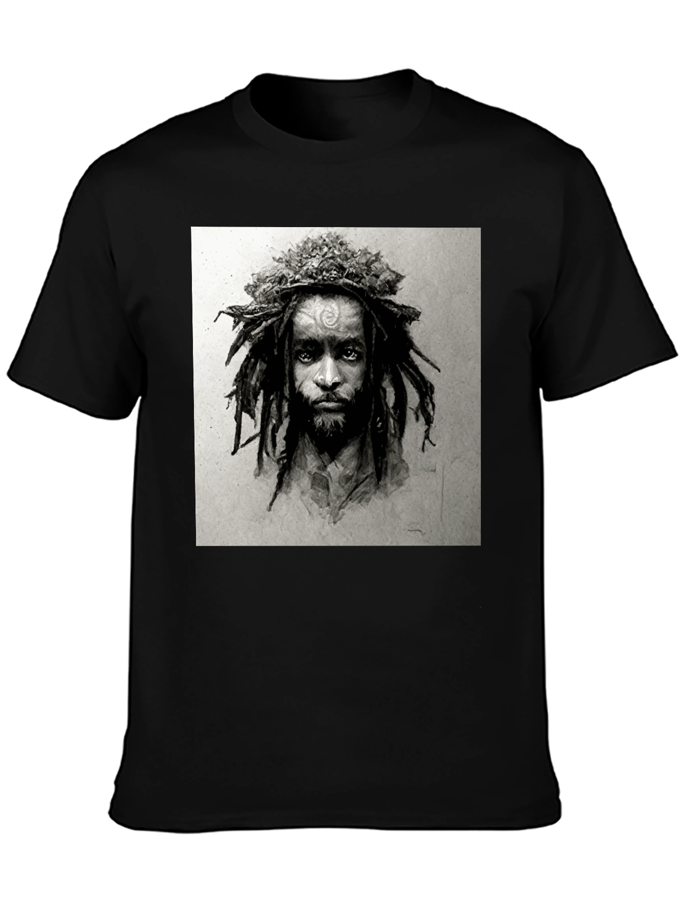 Rasta Man Graphic Print Black T-Shirt