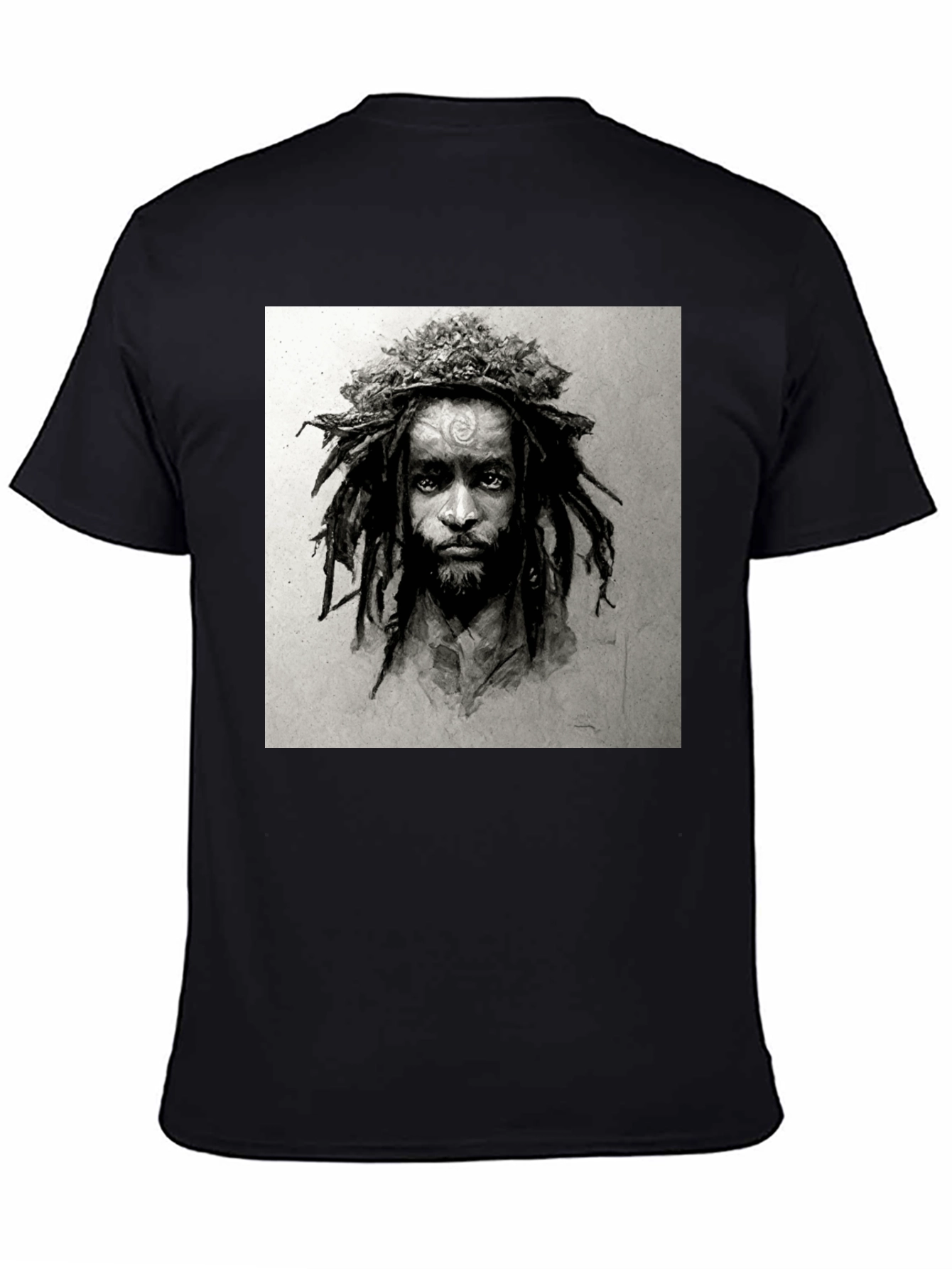 Rasta Man Graphic Print Black T-Shirt