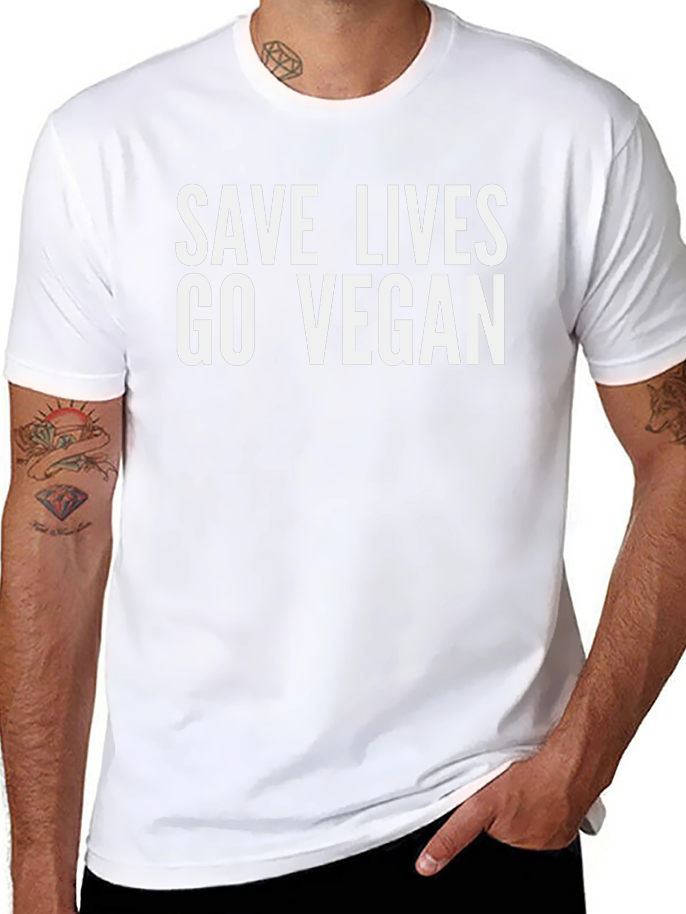 Save Lives Go Vegan T-Shirt Black