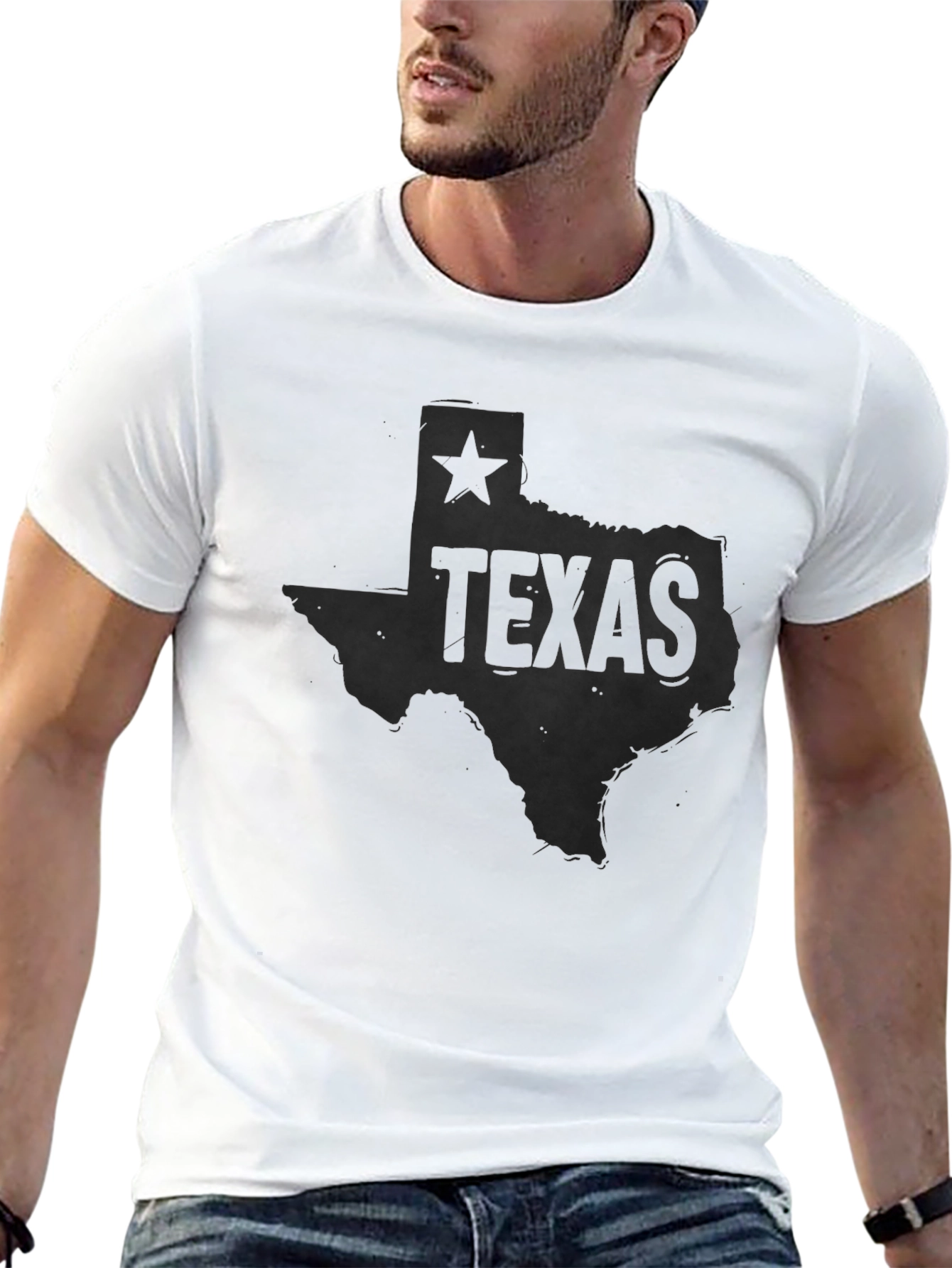 Texas State Map T-Shirt - Black Graphic Tee