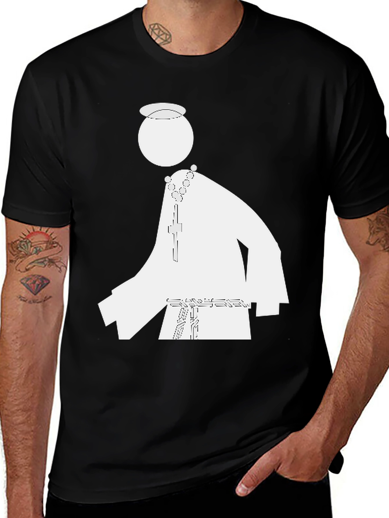 Priest Graphic Tee - Black Cotton Blend