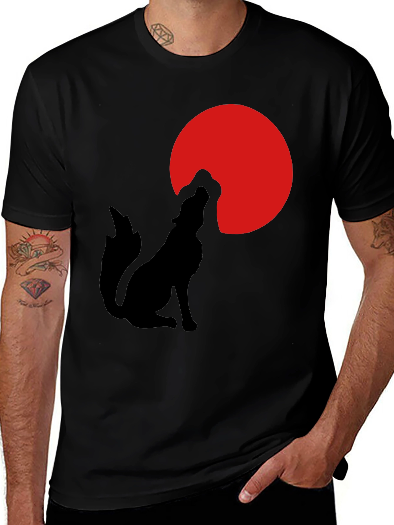 Wolf Silhouette Moon Graphic T-Shirt