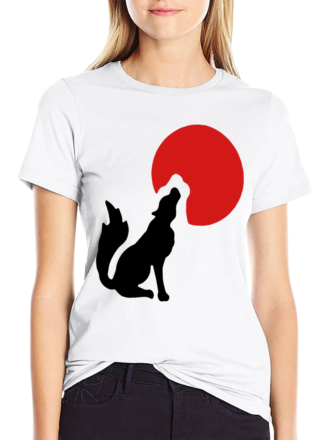 Wolf Silhouette Moon Graphic T-Shirt