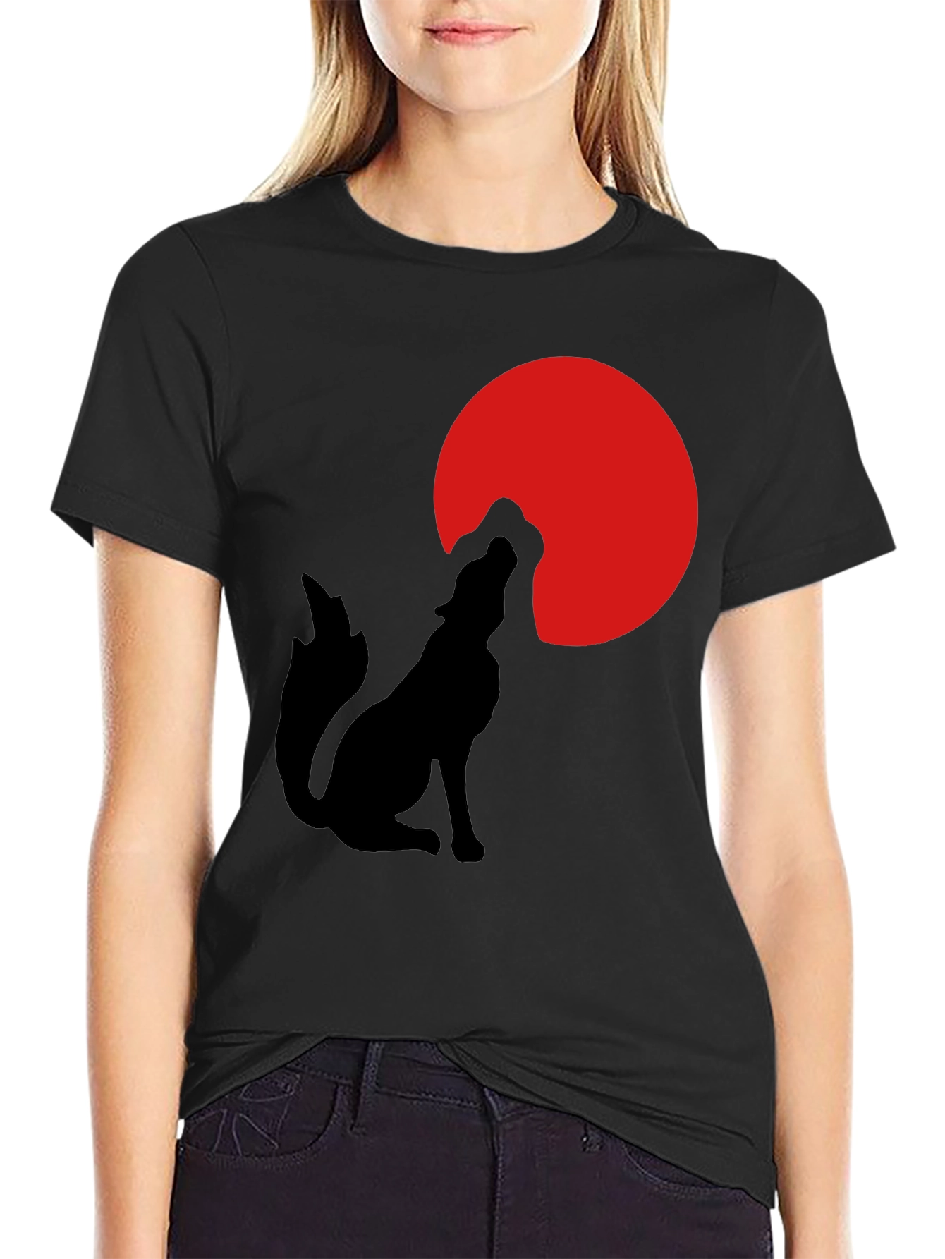 Wolf Silhouette Moon Graphic T-Shirt