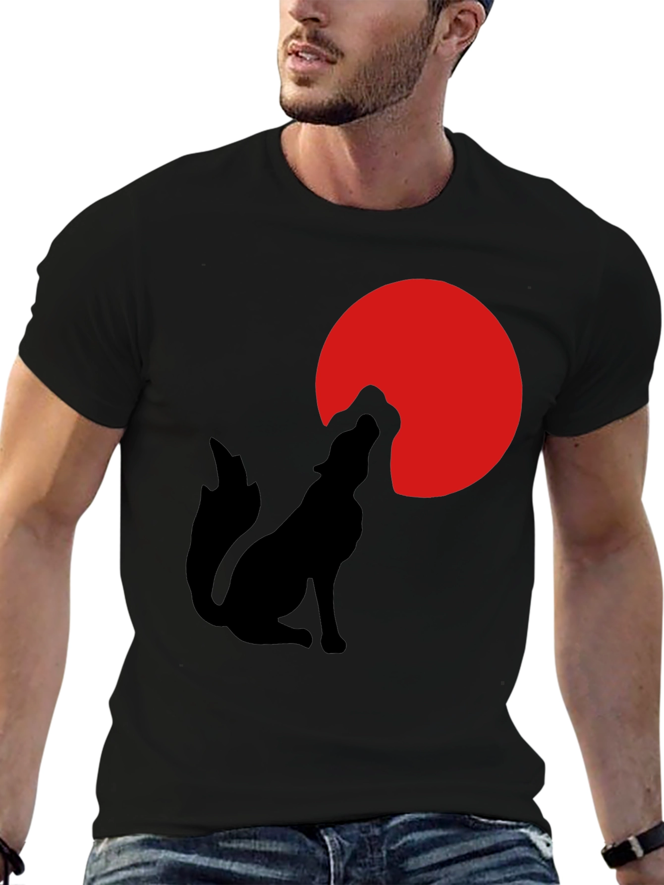 Wolf Silhouette Moon Graphic T-Shirt