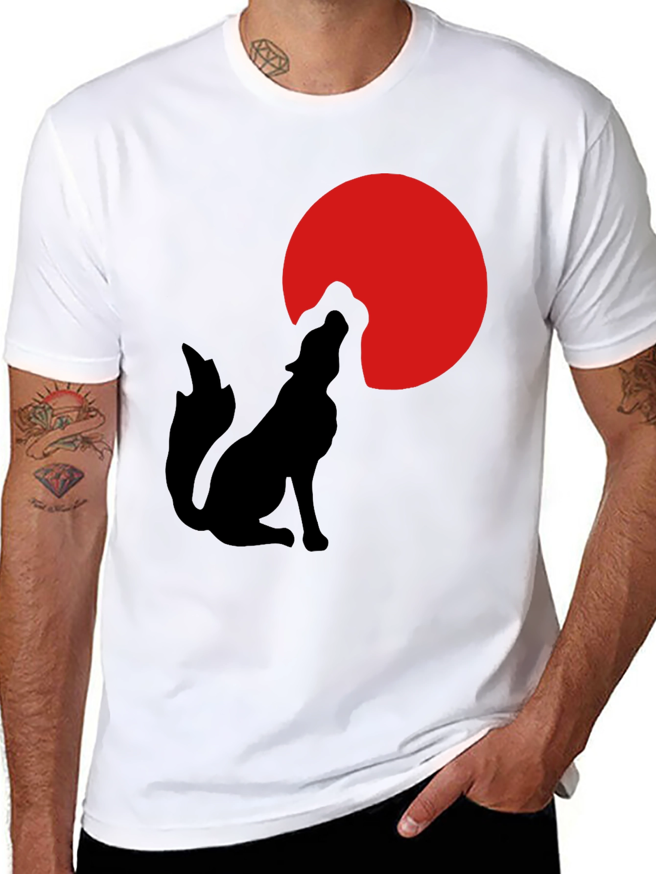 Wolf Silhouette Moon Graphic T-Shirt