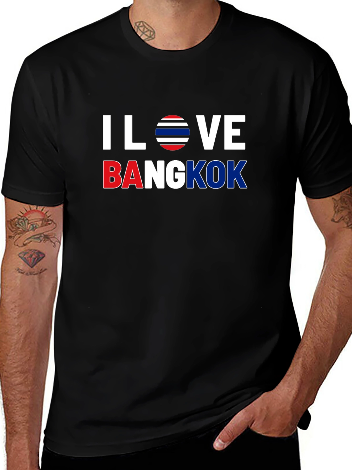 I Love Bangkok T-Shirt Graphic Tee Thailand Flag