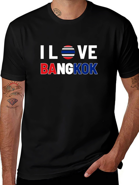 I Love Bangkok T-Shirt Graphic Tee Thailand Flag