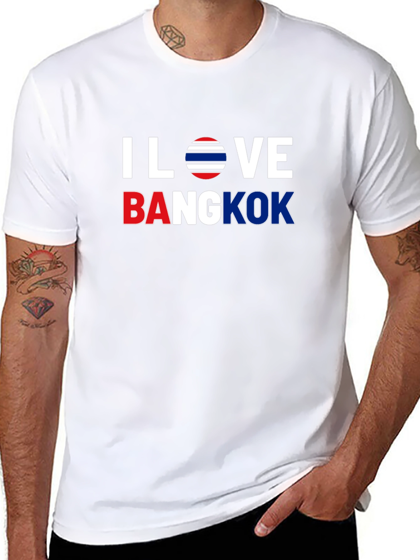 I Love Bangkok T-Shirt Graphic Tee Thailand Flag