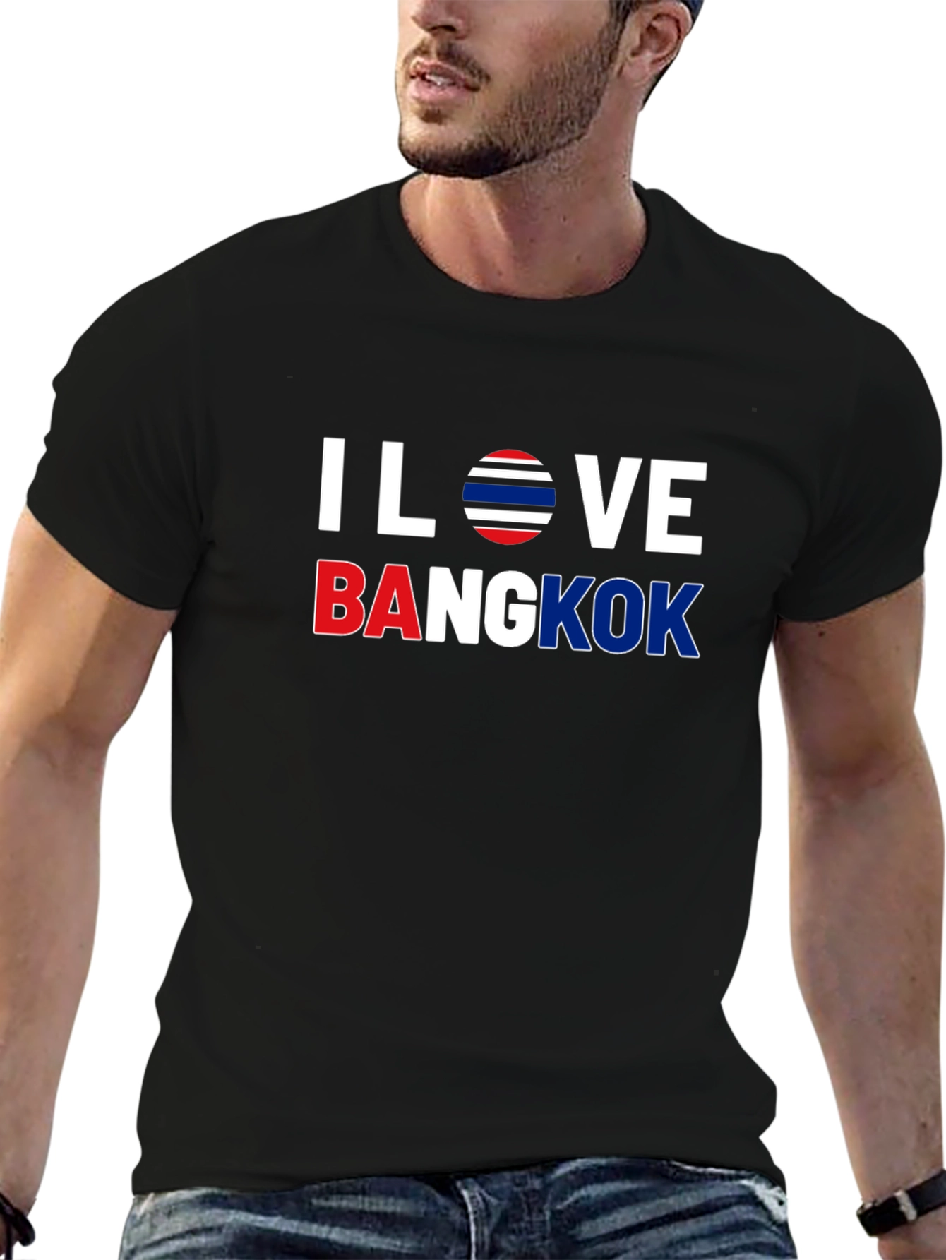 I Love Bangkok T-Shirt Graphic Tee Thailand Flag