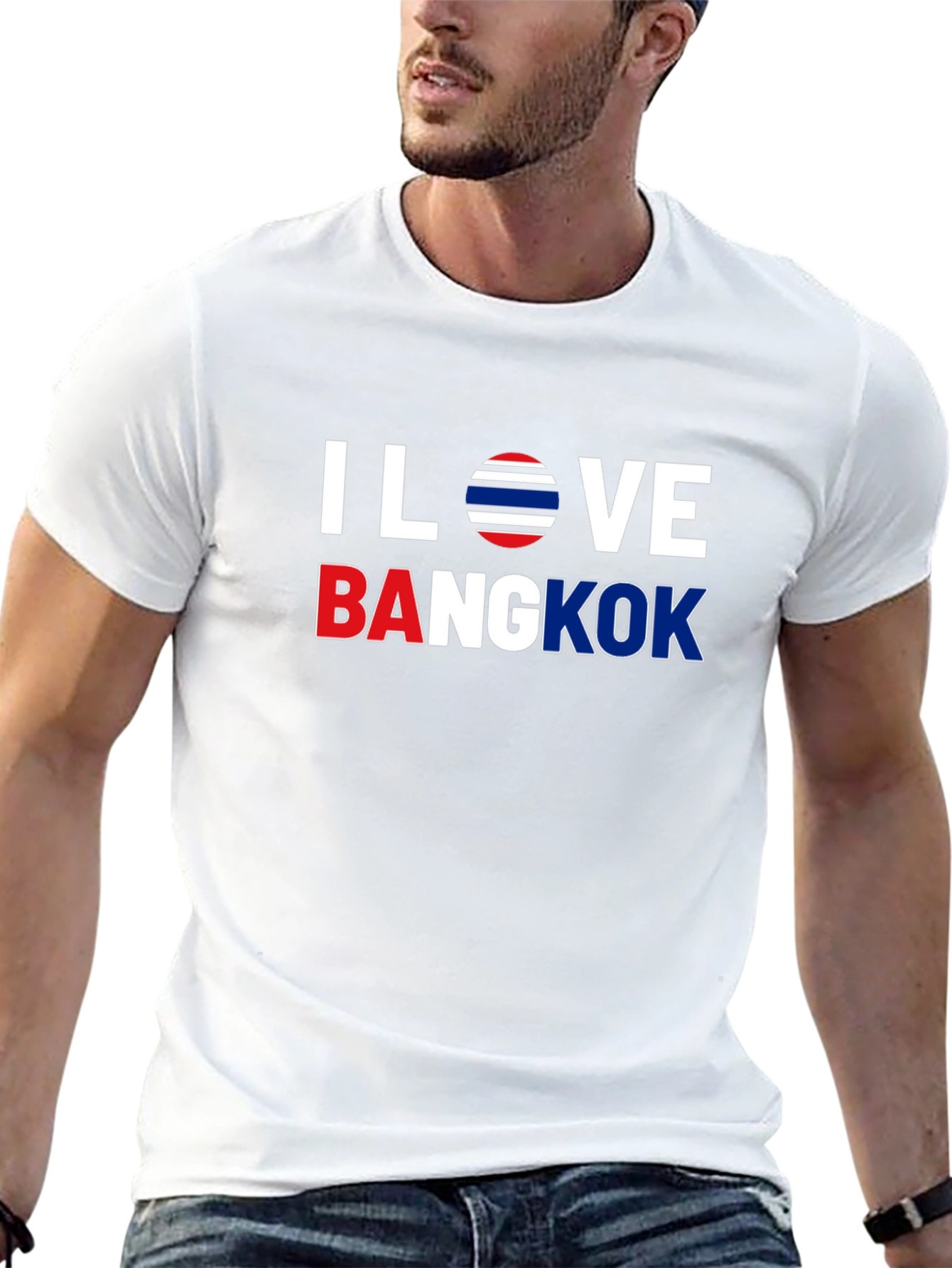 I Love Bangkok T-Shirt Graphic Tee Thailand Flag