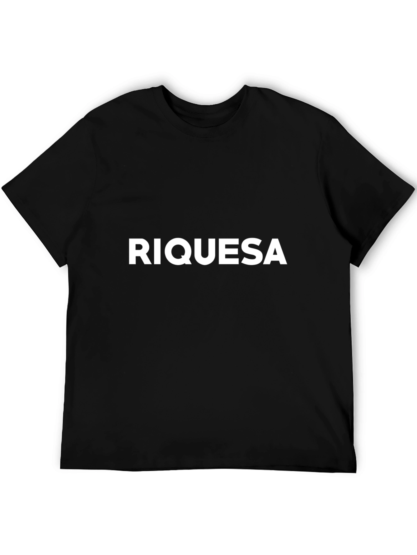 Riquesa Black Crew Neck T-Shirt Casual Streetwear