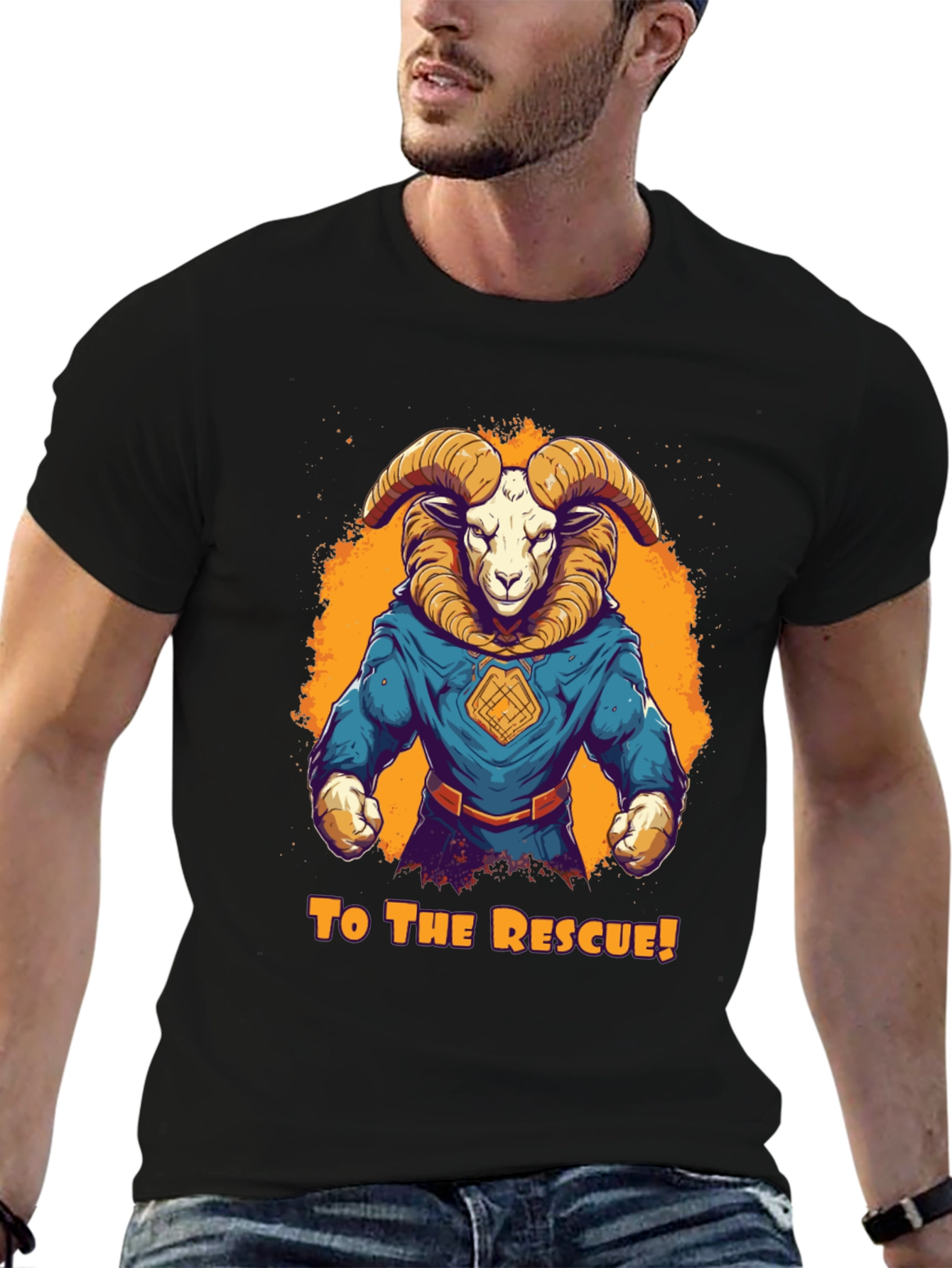 Ram Superhero T-Shirt - To The Rescue! Design