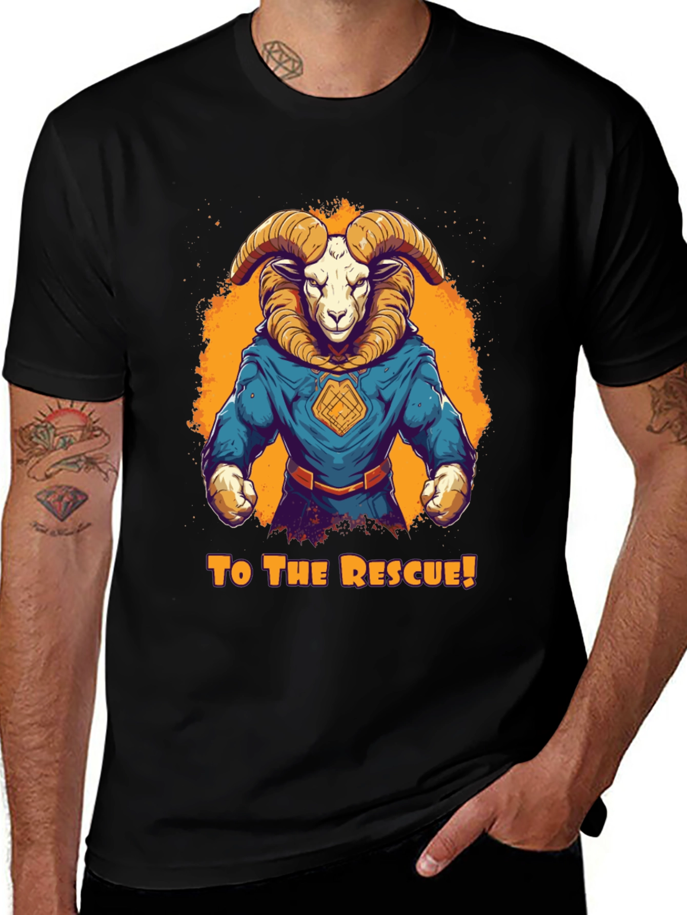 Ram Superhero T-Shirt - To The Rescue! Design
