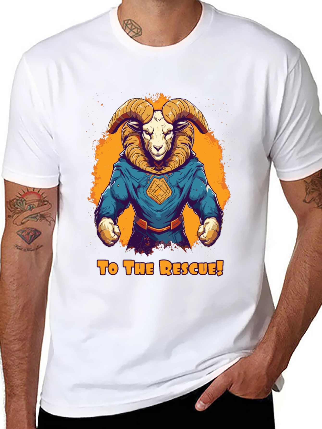 Ram Superhero T-Shirt - To The Rescue! Design