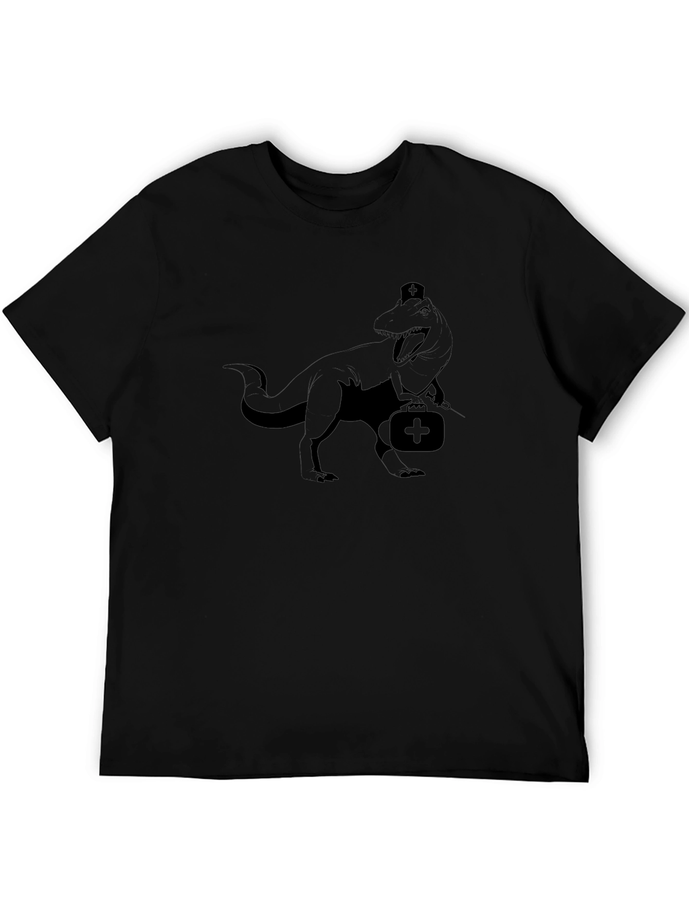 T-Rex Nurse Black Graphic Tee