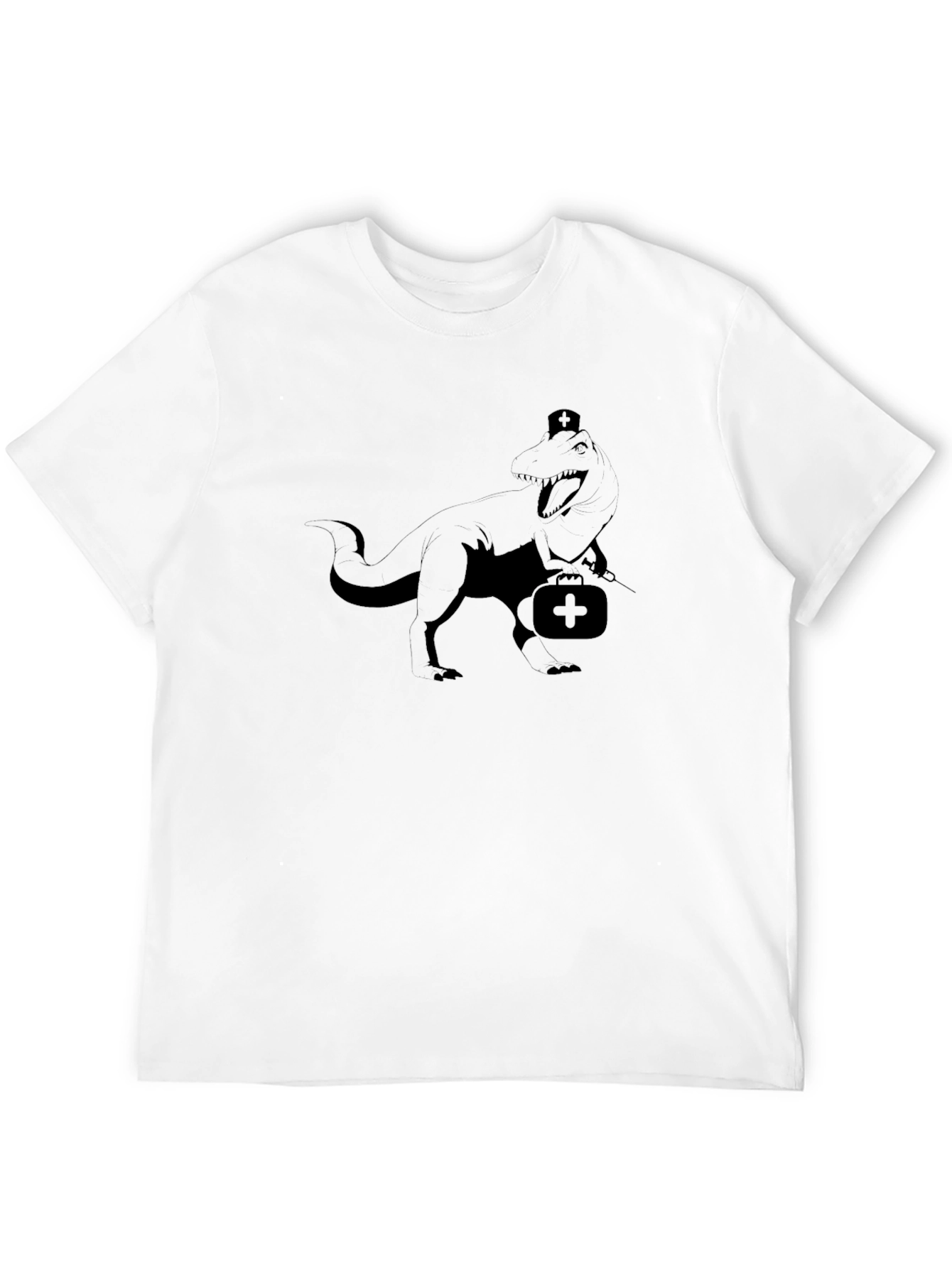 T-Rex Nurse Black Graphic Tee