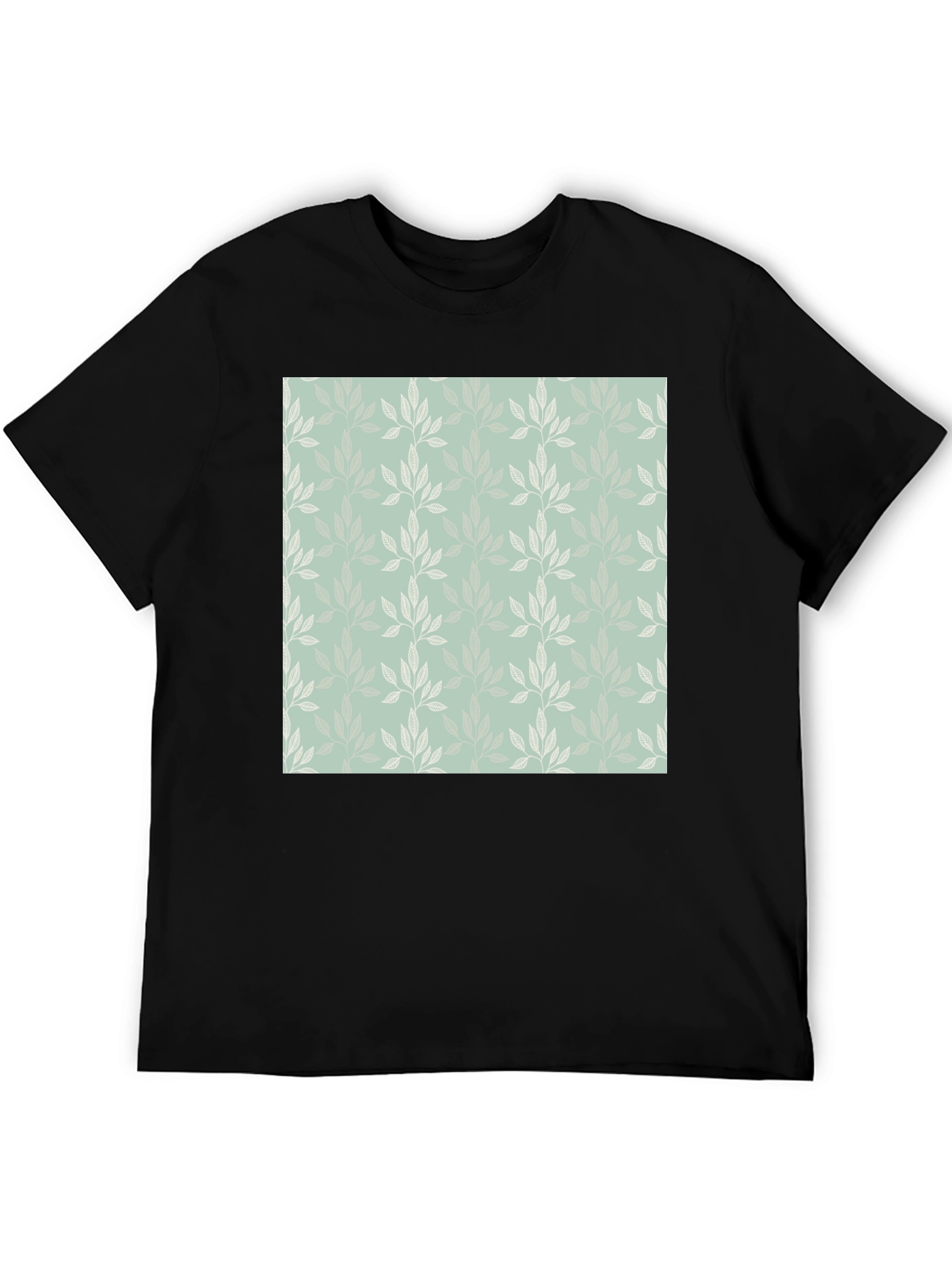 Leaf Pattern Graphic Black Tee