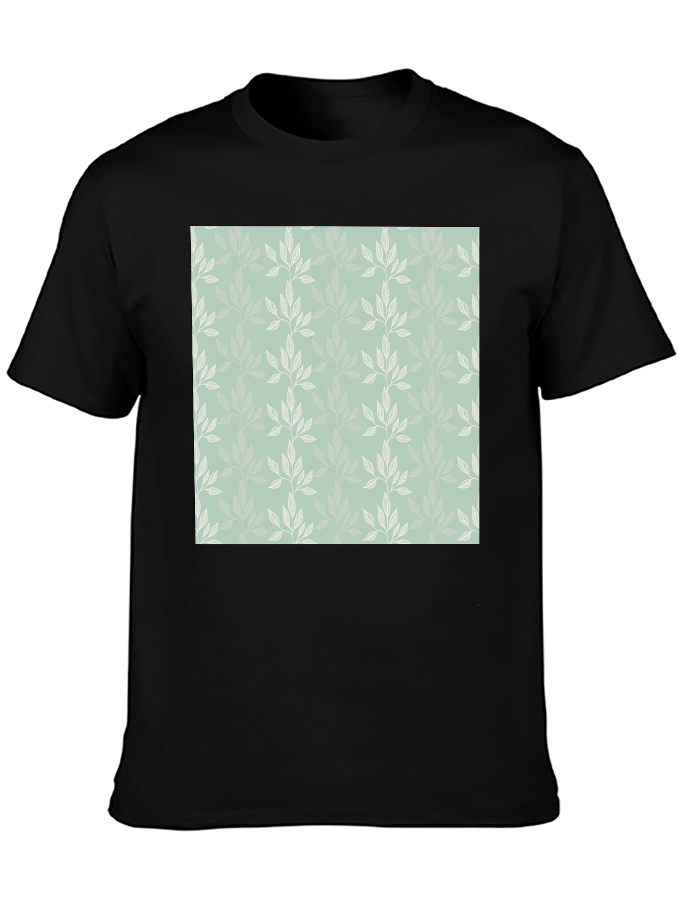 Leaf Pattern Graphic Black Tee
