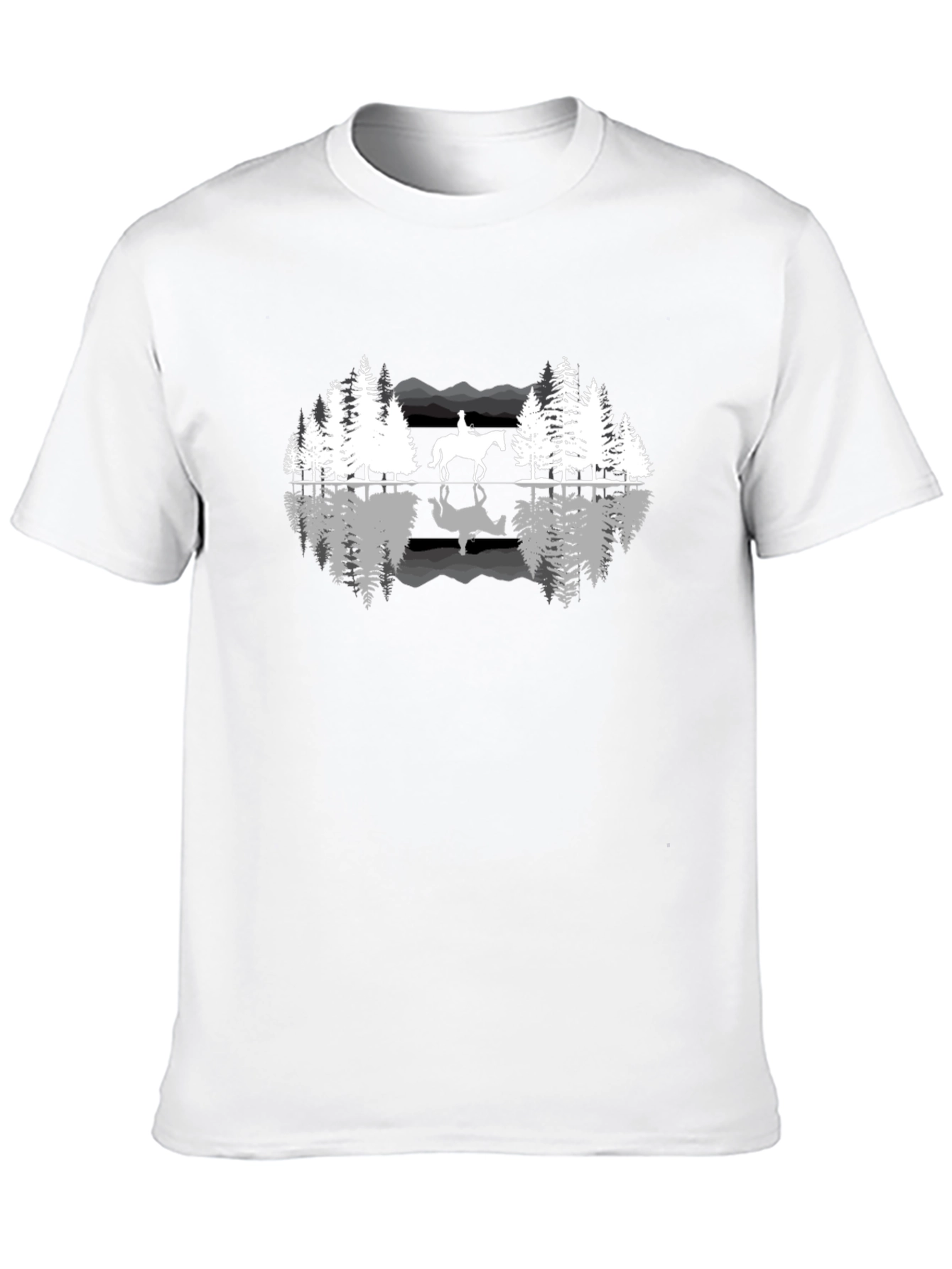 Nature Horse Riding Graphic Black T-Shirt