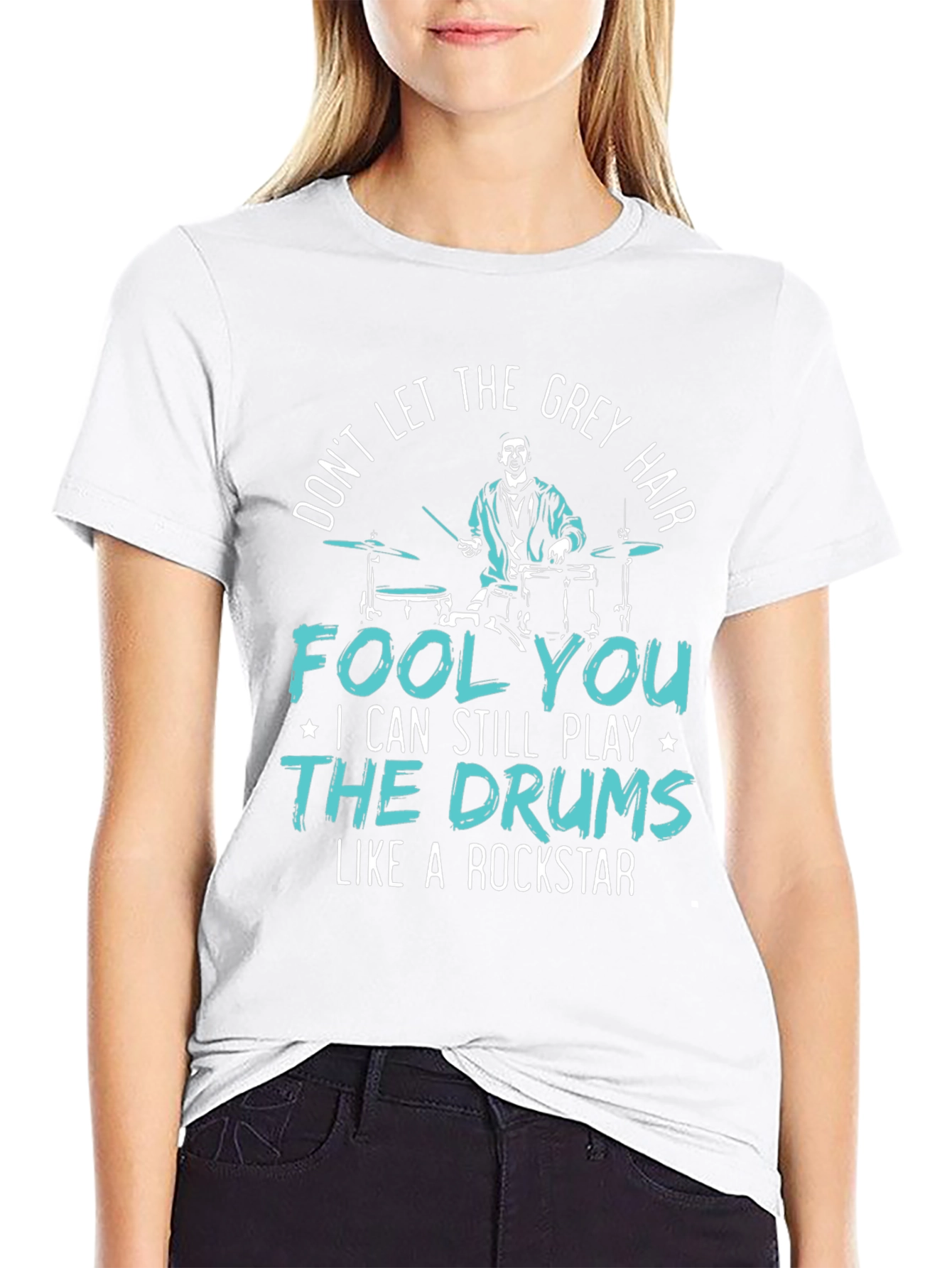 Grey Hair Drummer T-Shirt: Rock On!