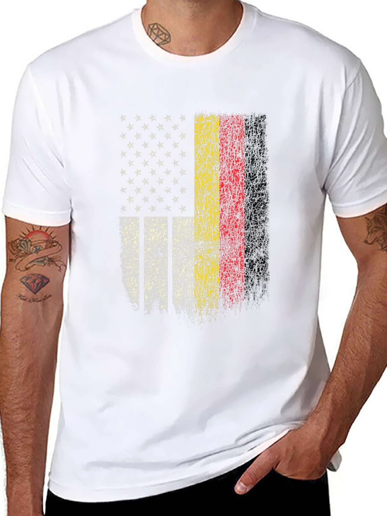 USA & Germany Flag T-Shirt - Distressed Patriotic Pride