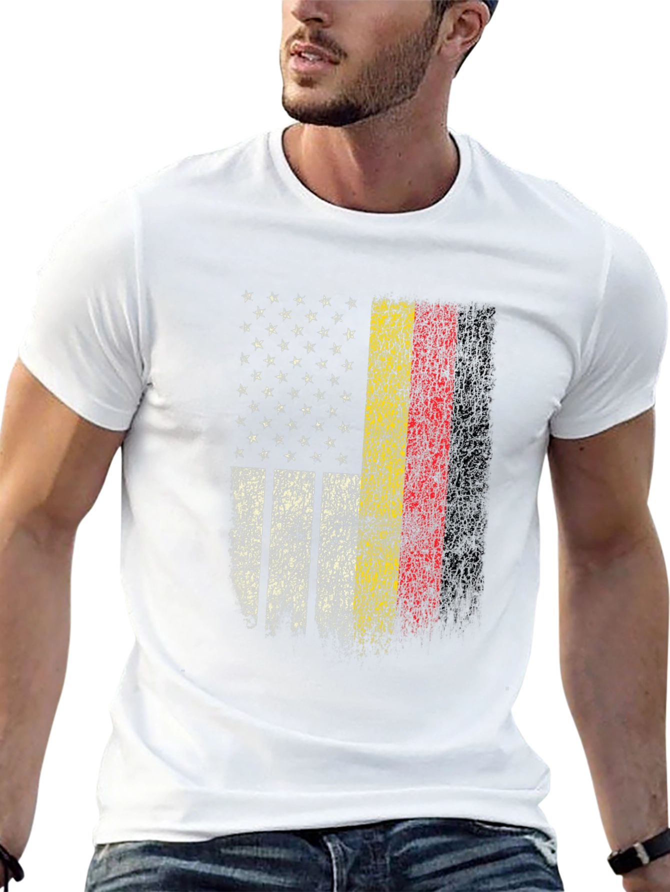 USA & Germany Flag T-Shirt - Distressed Patriotic Pride