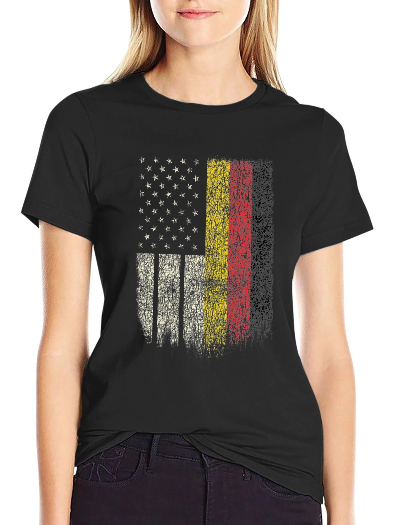 USA & Germany Flag T-Shirt - Distressed Patriotic Pride