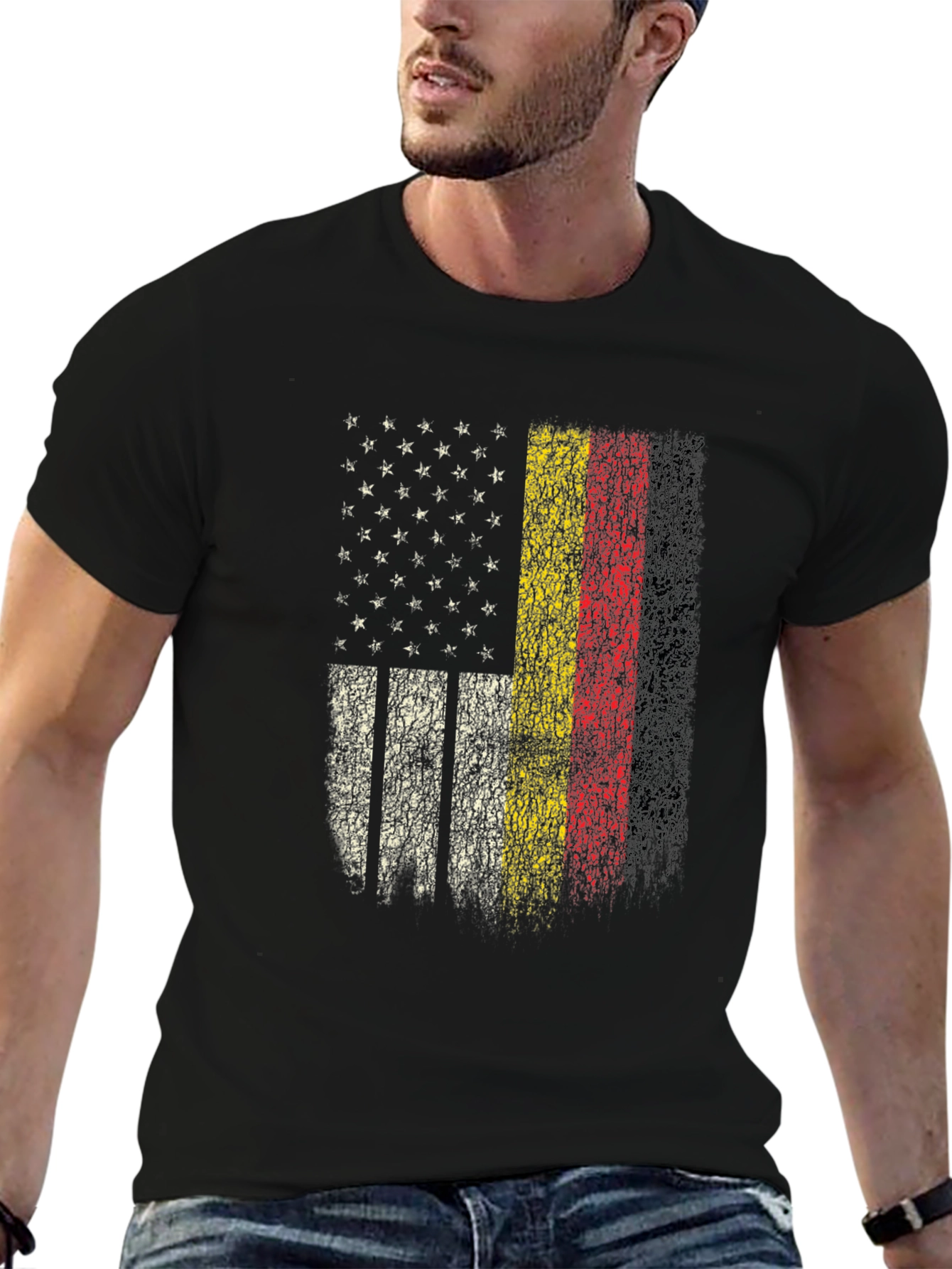 USA & Germany Flag T-Shirt - Distressed Patriotic Pride