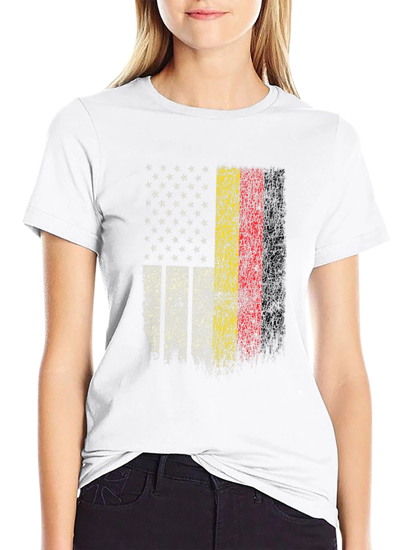 USA & Germany Flag T-Shirt - Distressed Patriotic Pride