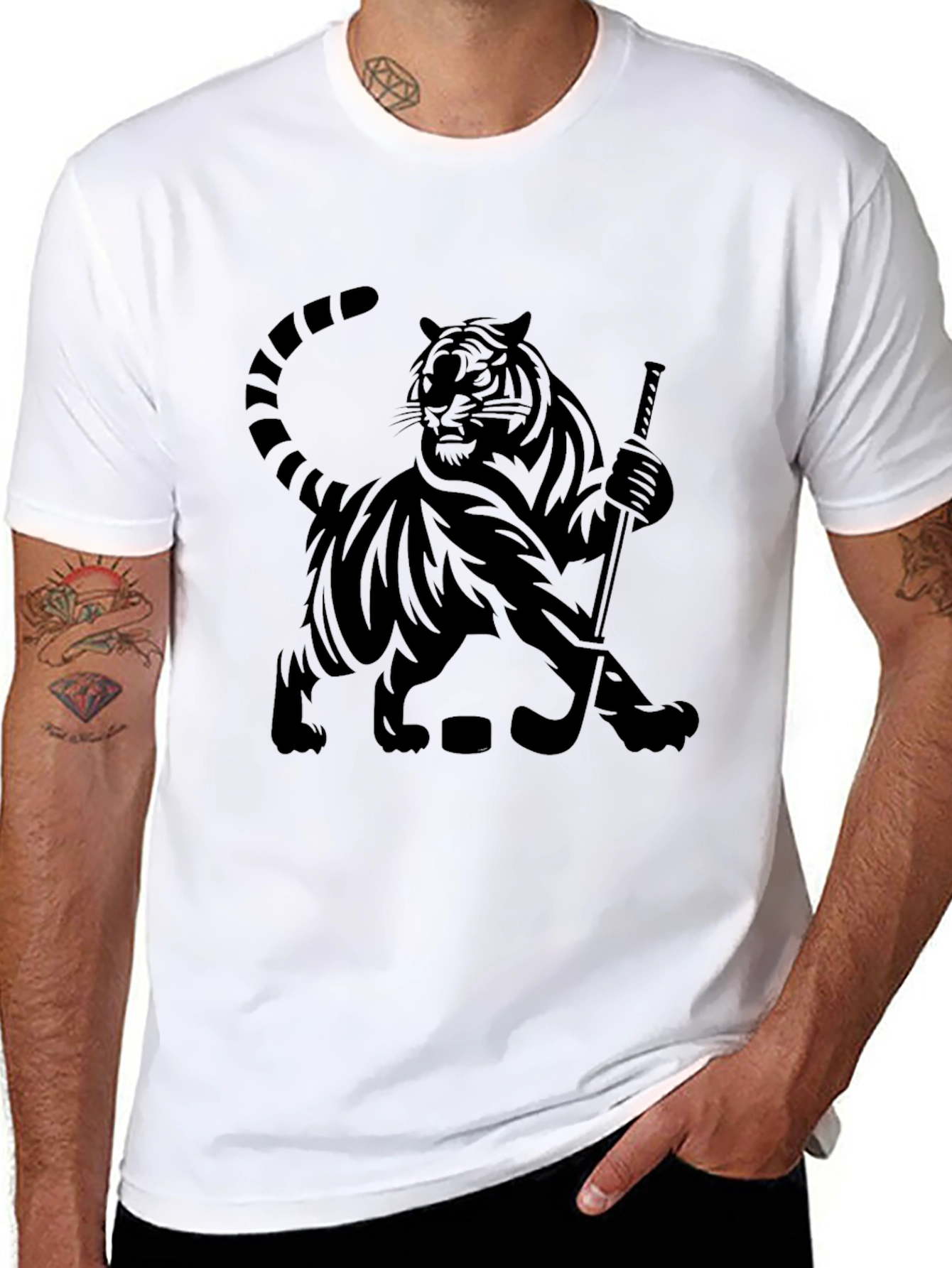Tiger Hockey Graphic T-Shirt - Cool Animal Tee