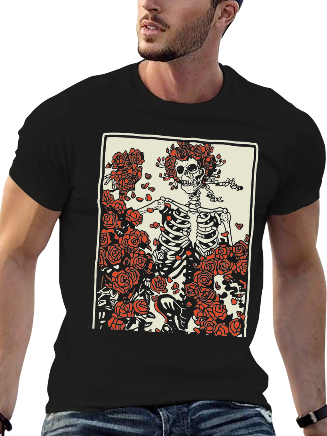 Grateful Dead Skeleton & Roses Graphic T-Shirt