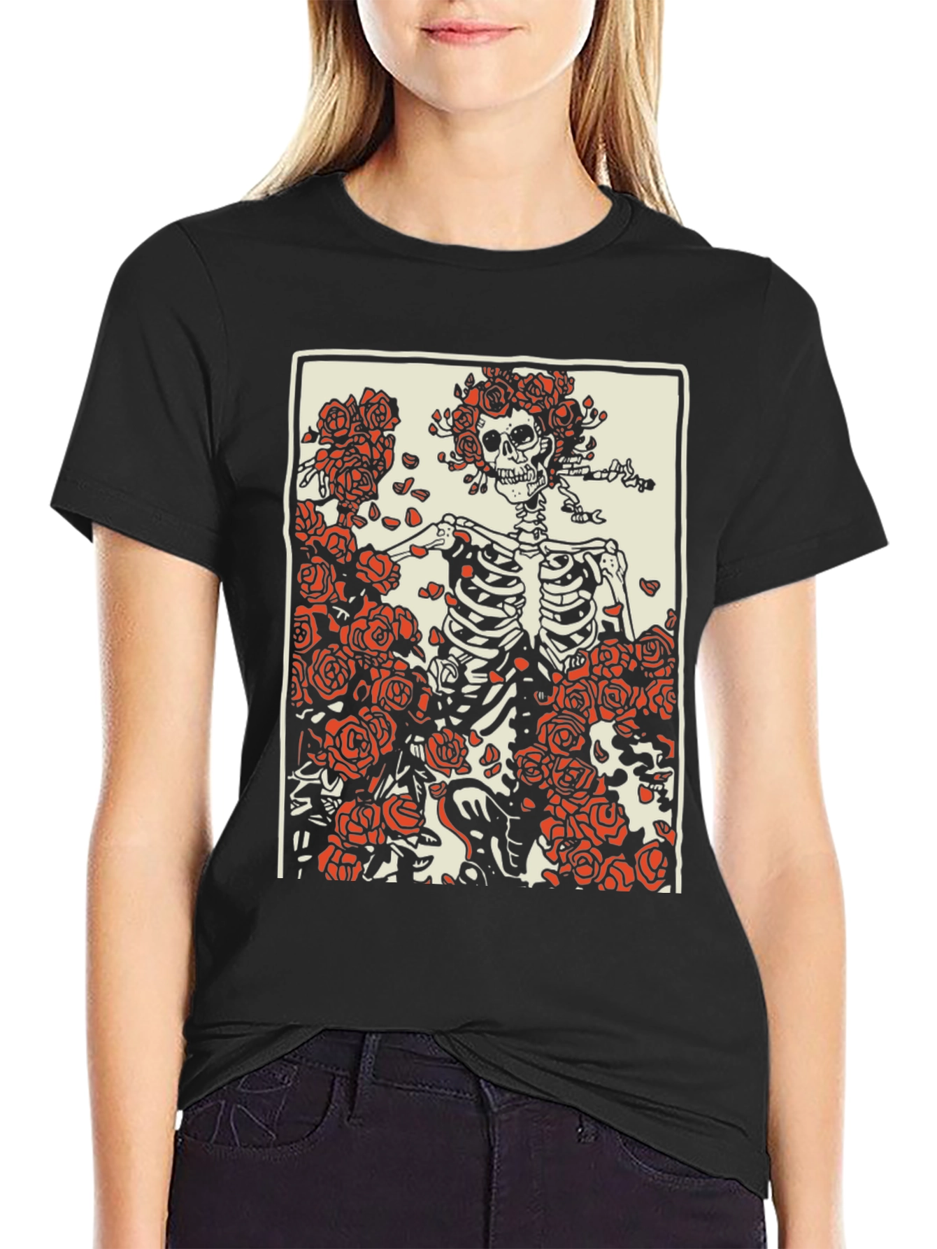 Grateful Dead Skeleton & Roses Graphic T-Shirt
