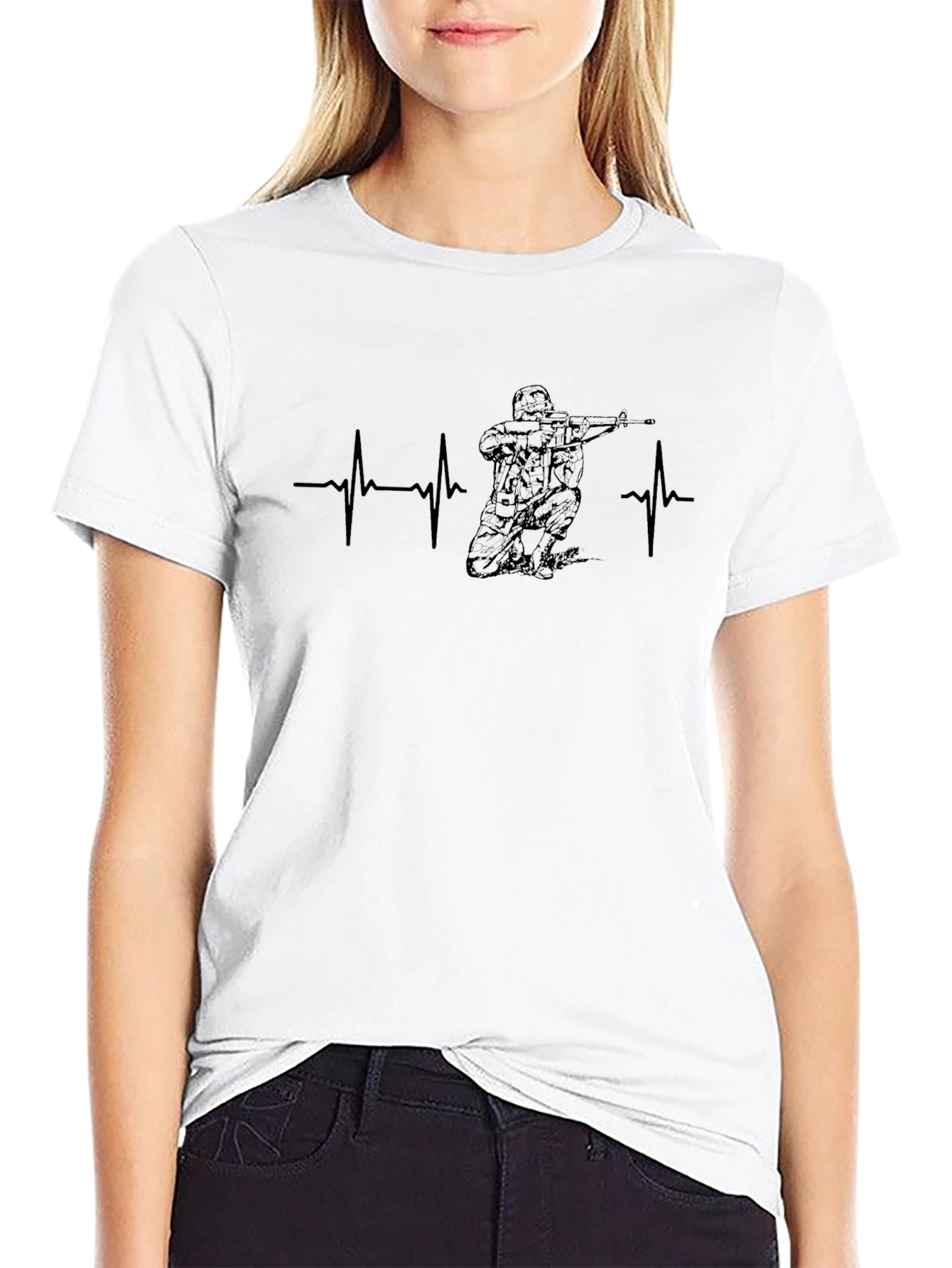 Heartbeat Soldier Graphic Tee - Black