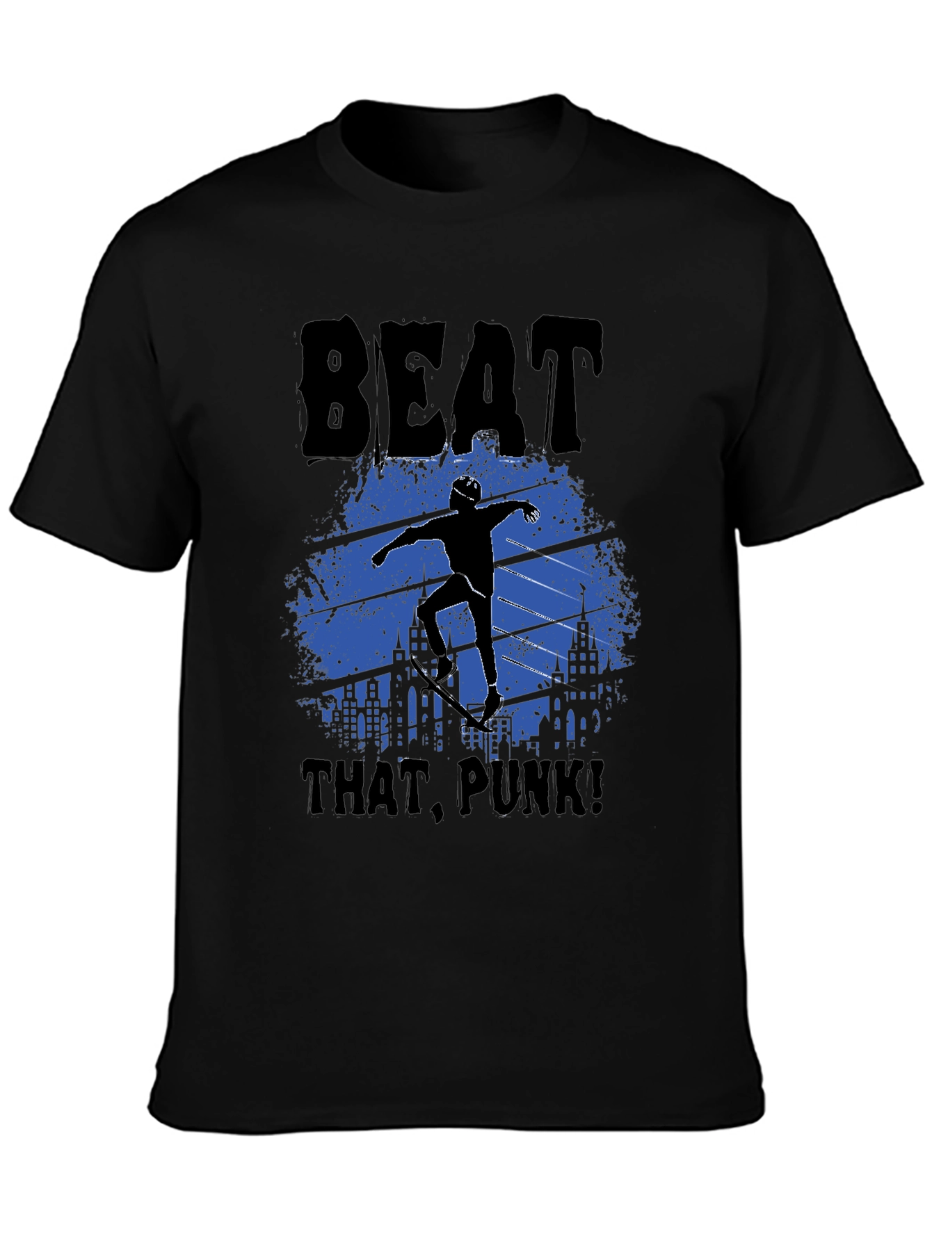 Beat That Punk! Skater Graphic Tee - Black