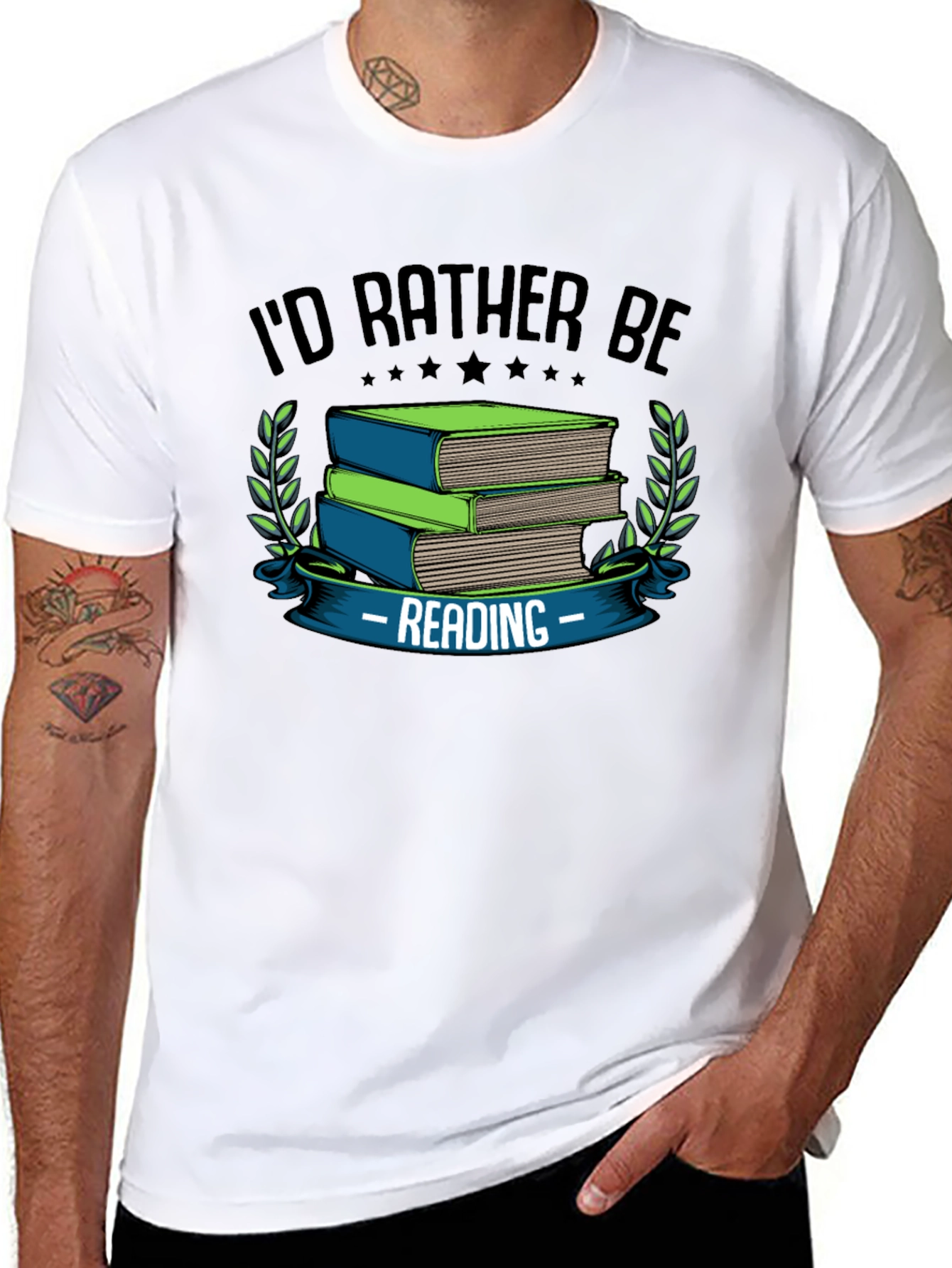 Id Rather Be Reading T-Shirt Bookworm Graphic Tee