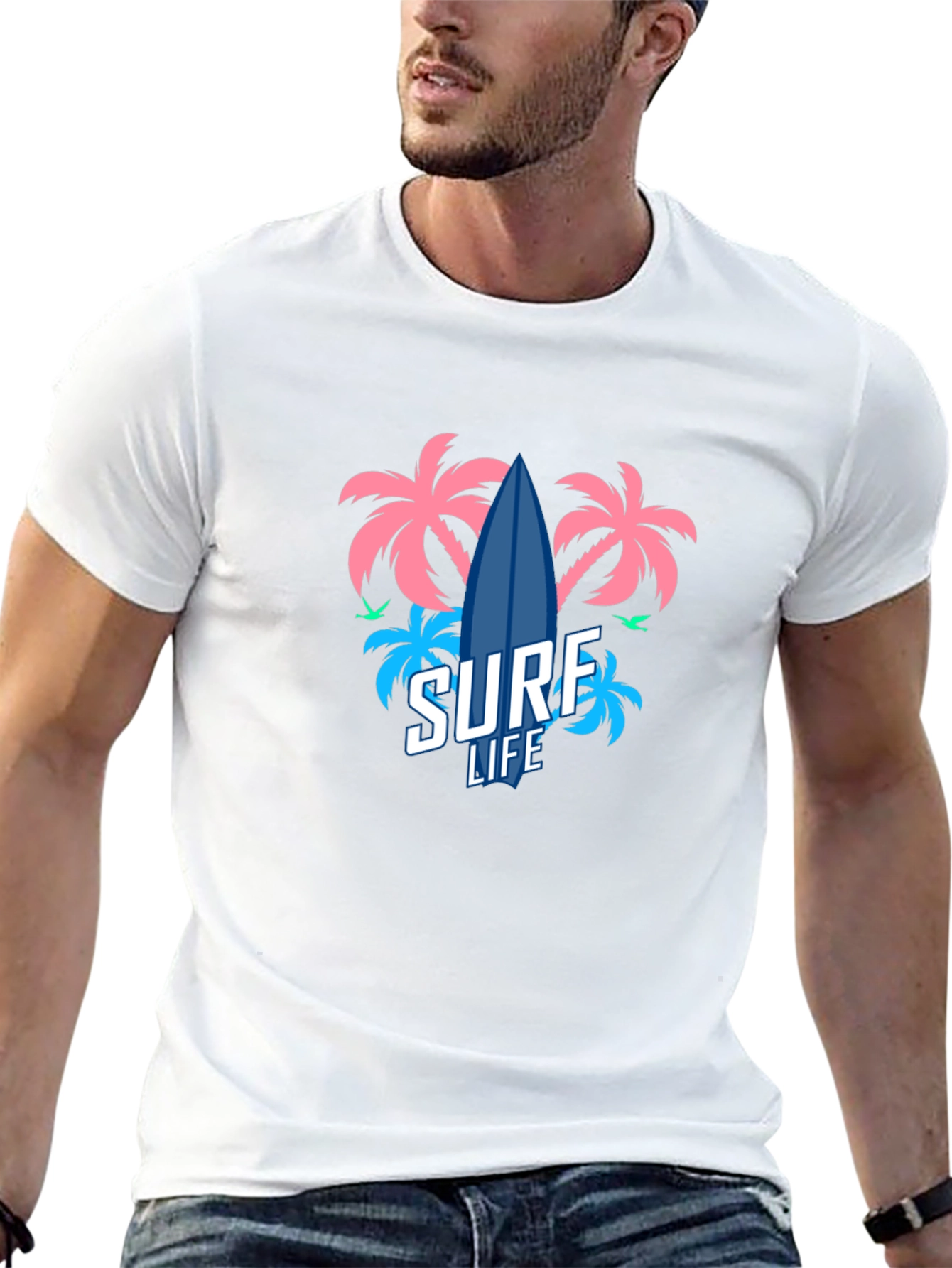 Surf Life T-Shirt - Tropical Beach Design