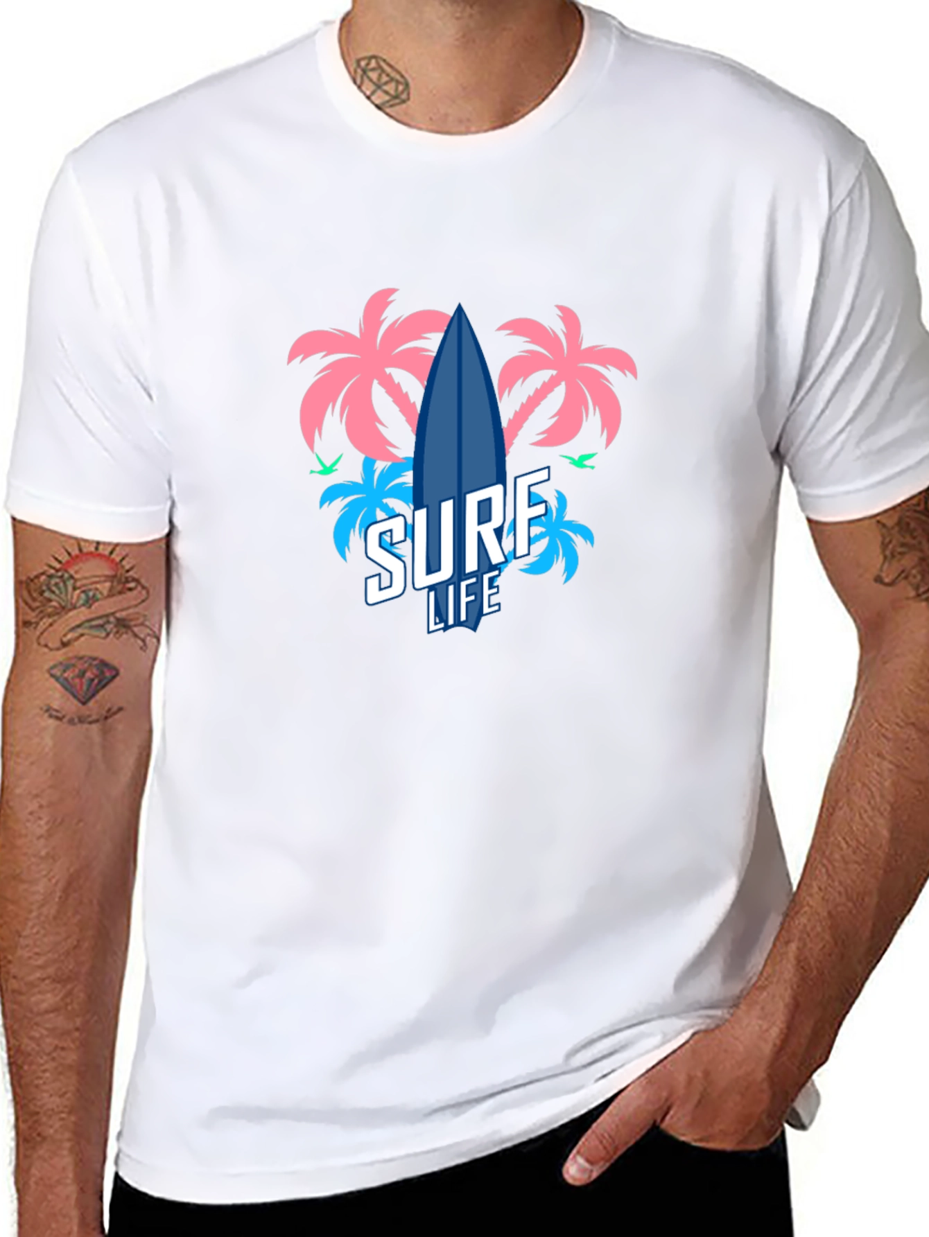 Surf Life T-Shirt - Tropical Beach Design