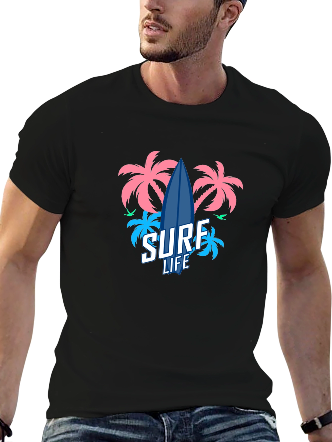 Surf Life T-Shirt - Tropical Beach Design