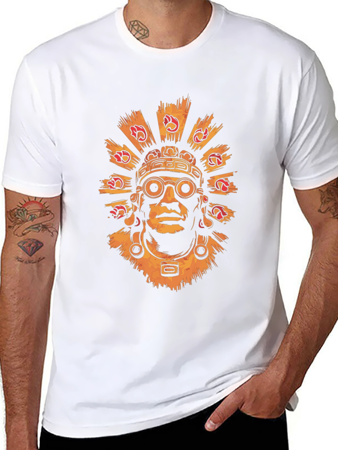 Aztec Warrior Graphic Tee - Stylish Black T-Shirt