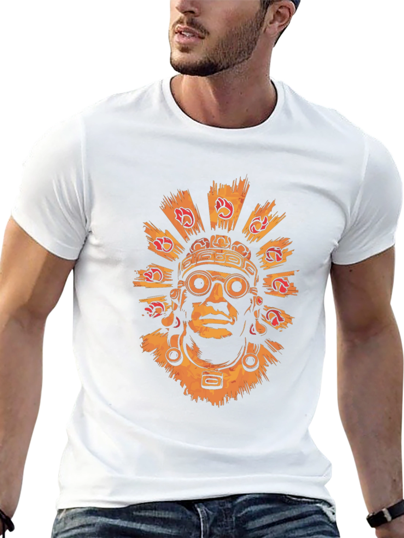 Aztec Warrior Graphic Tee - Stylish Black T-Shirt