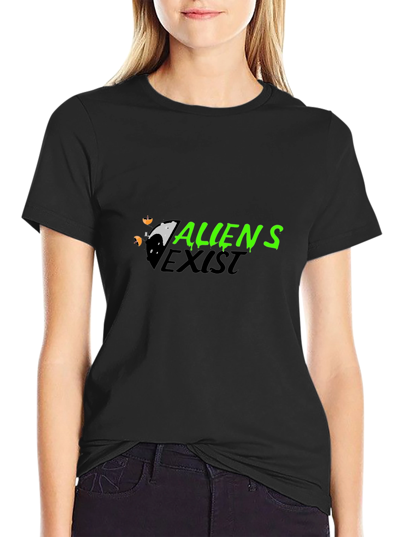 Aliens Exist Black Graphic Tee