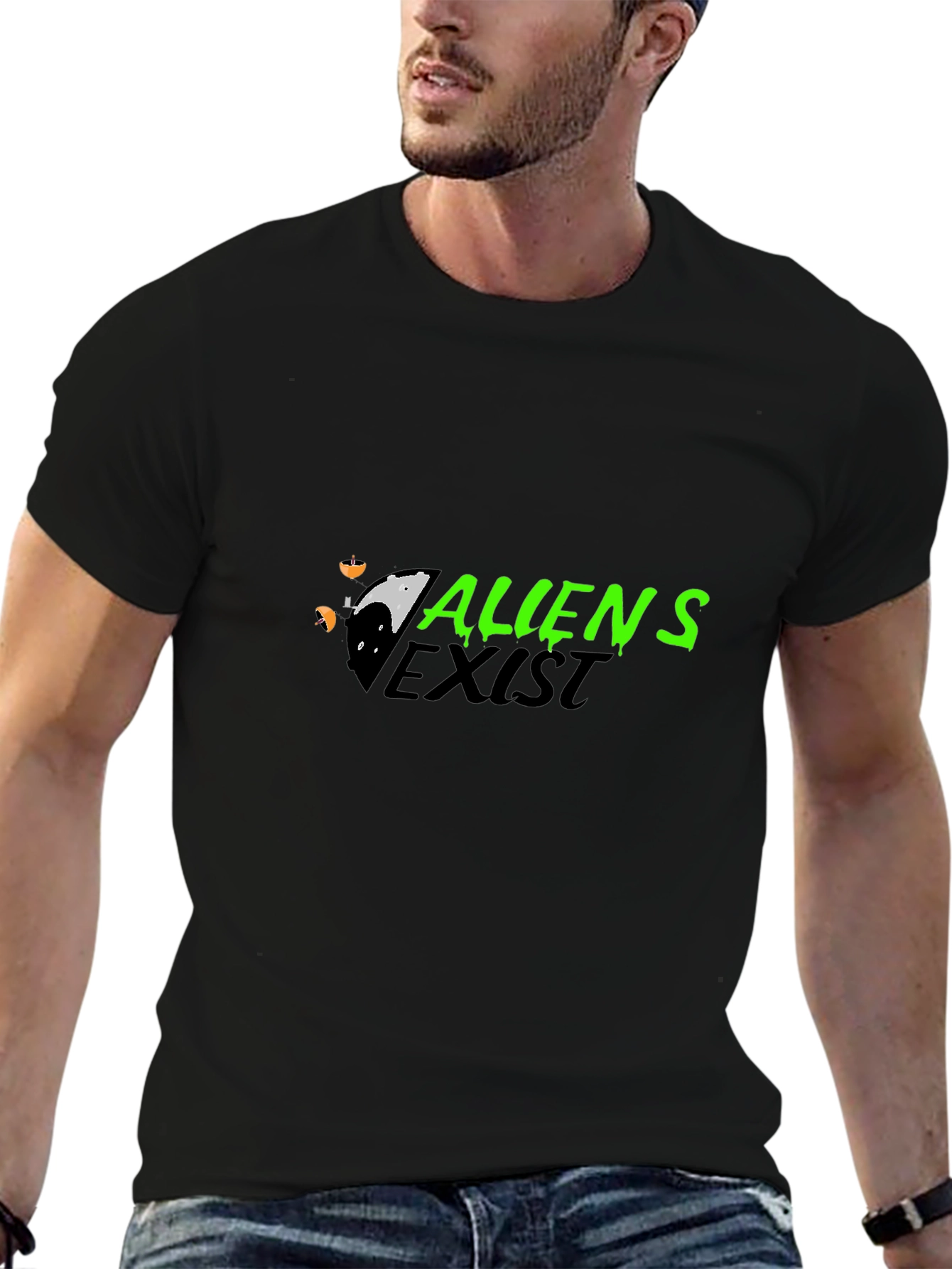 Aliens Exist Black Graphic Tee