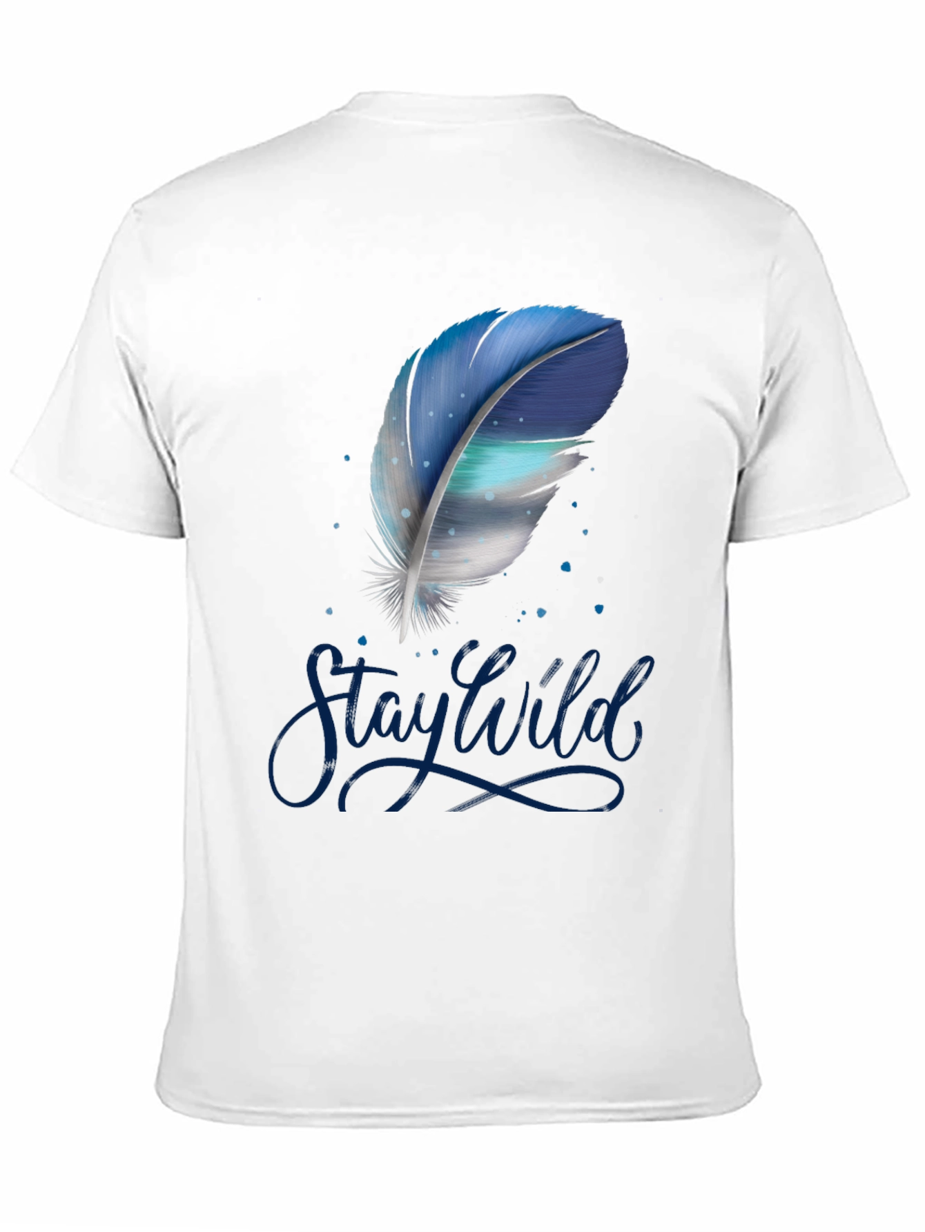 Stay Wild Feather Graphic Tee - Black Cotton T-Shirt